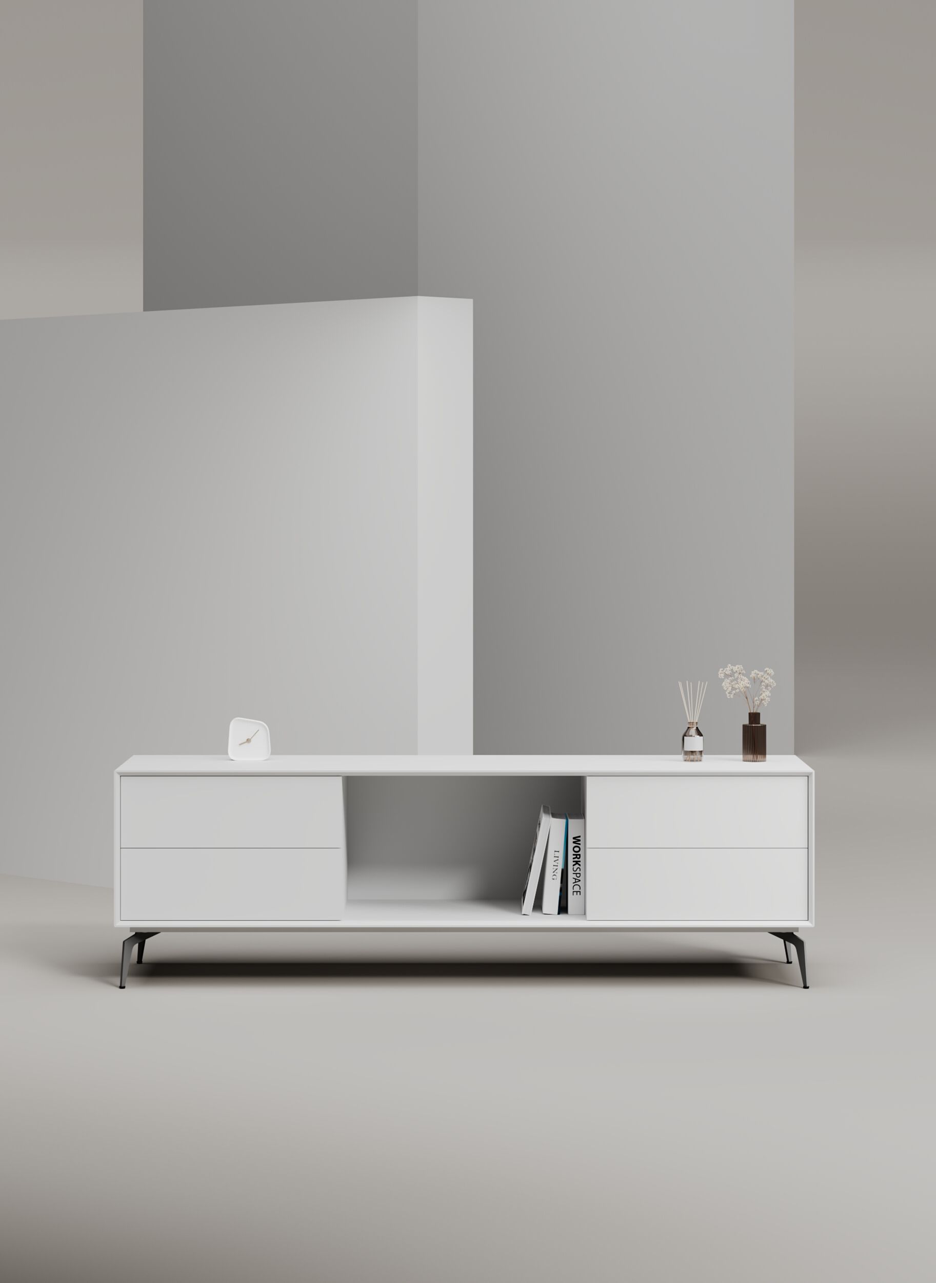 EDGE MULBERRY CHAMFERED by WORKSPACE - Mobile ufficio basso in legno con cassetti - 37