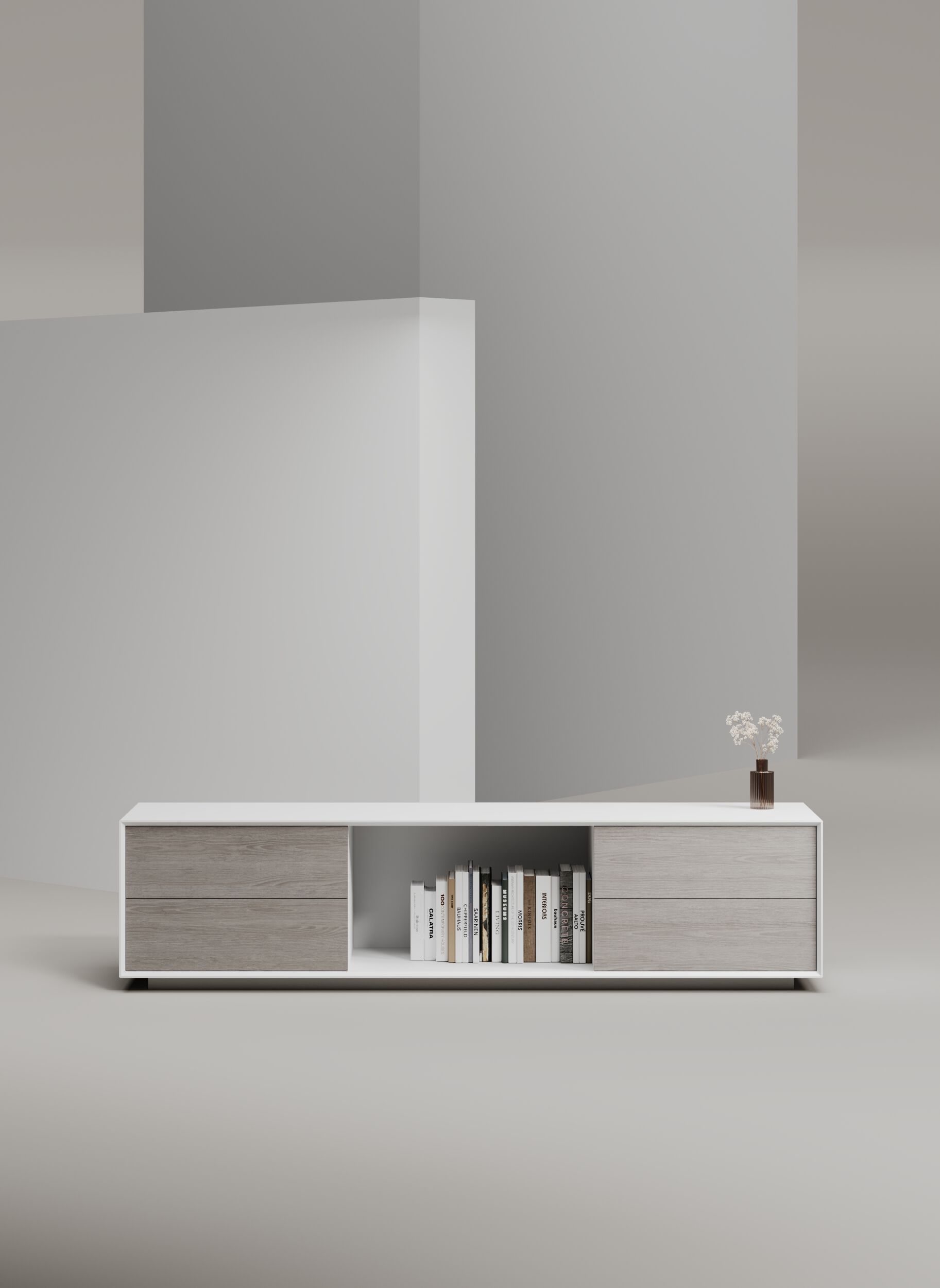 EDGE MULBERRY CHAMFERED by WORKSPACE - Mobile ufficio basso in legno con cassetti - 20