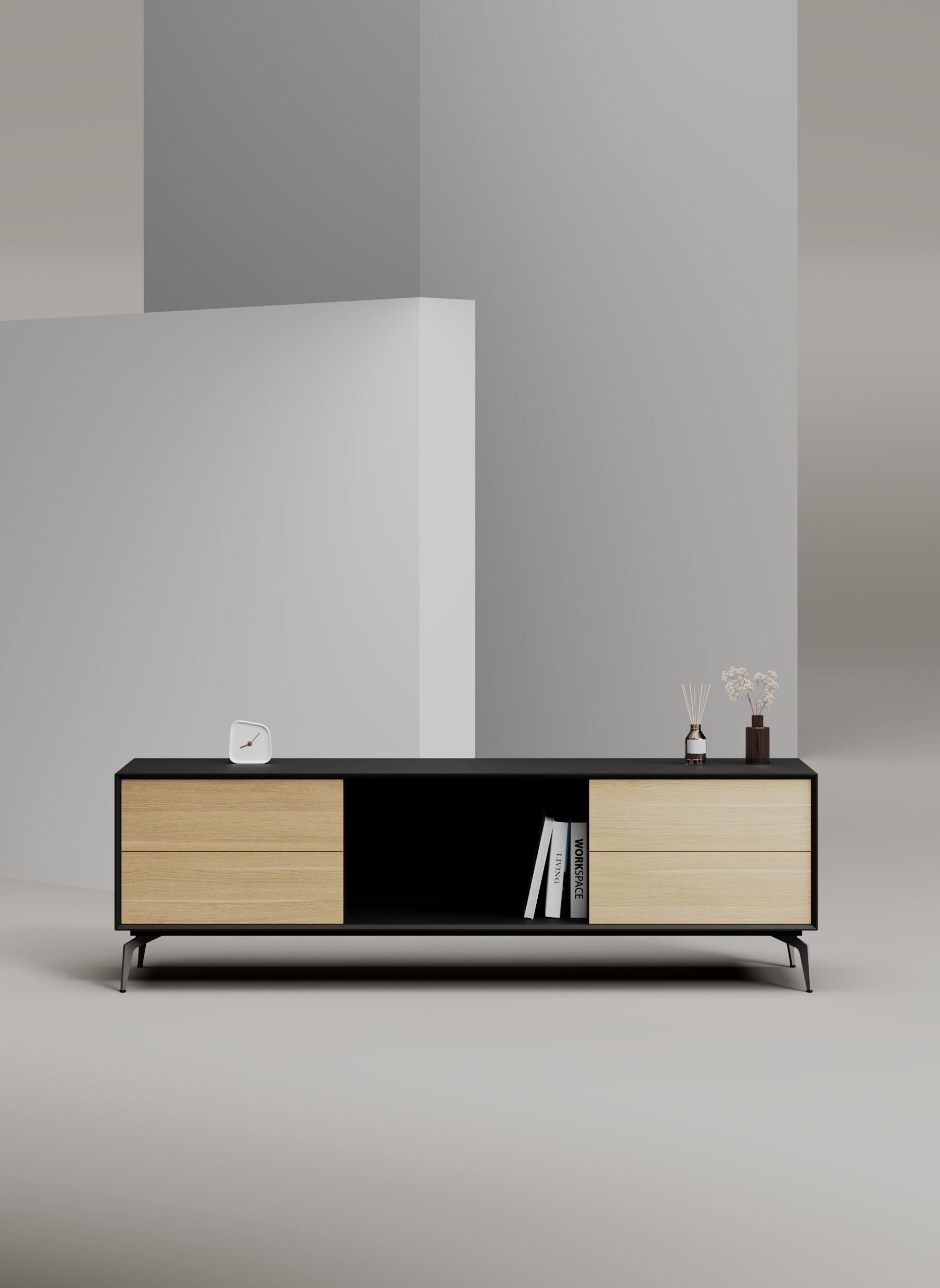 EDGE MULBERRY CHAMFERED by WORKSPACE - Mobile ufficio basso in legno con cassetti - 25
