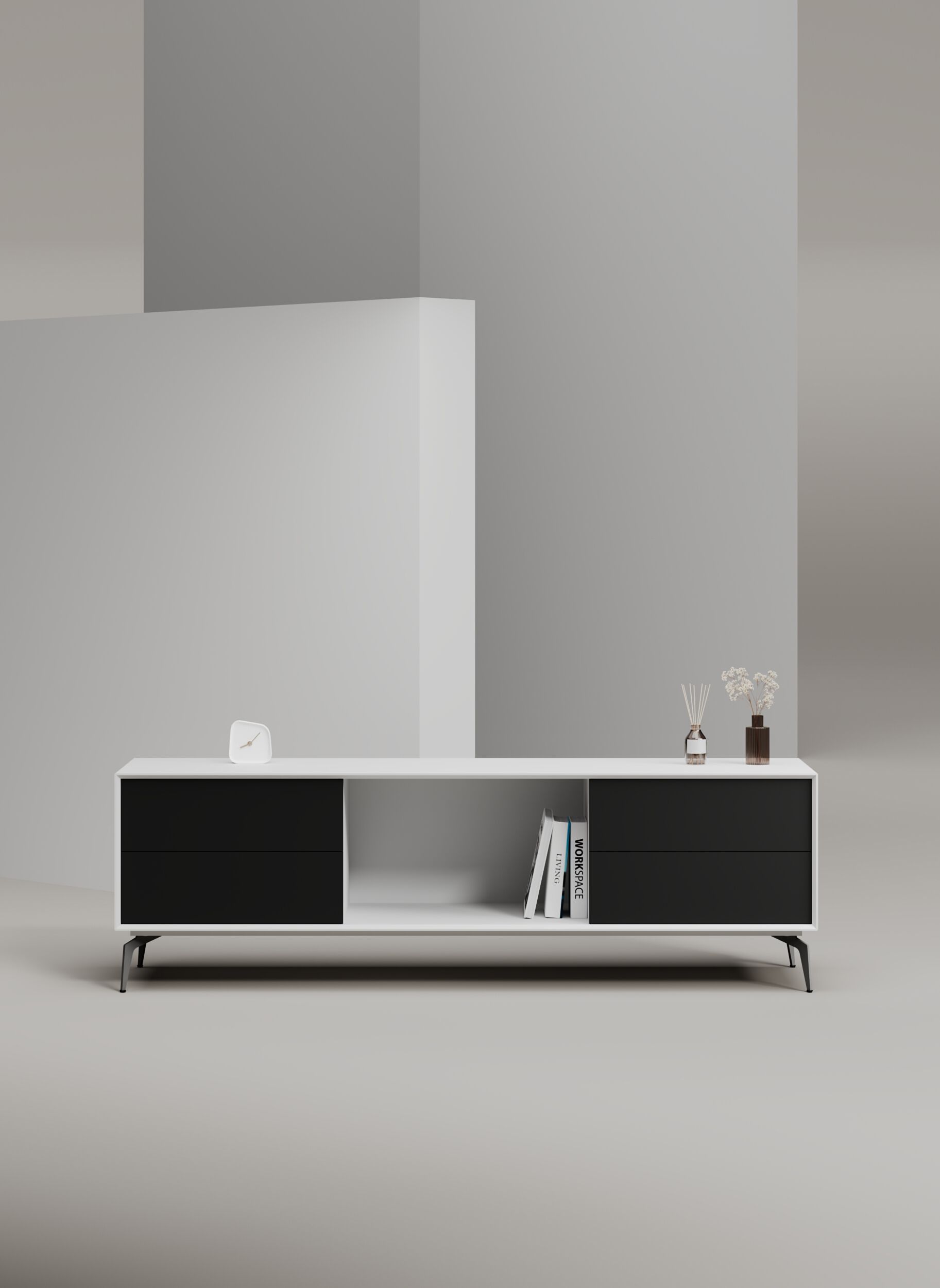 EDGE MULBERRY CHAMFERED by WORKSPACE - Mobile ufficio basso in legno con cassetti - 31