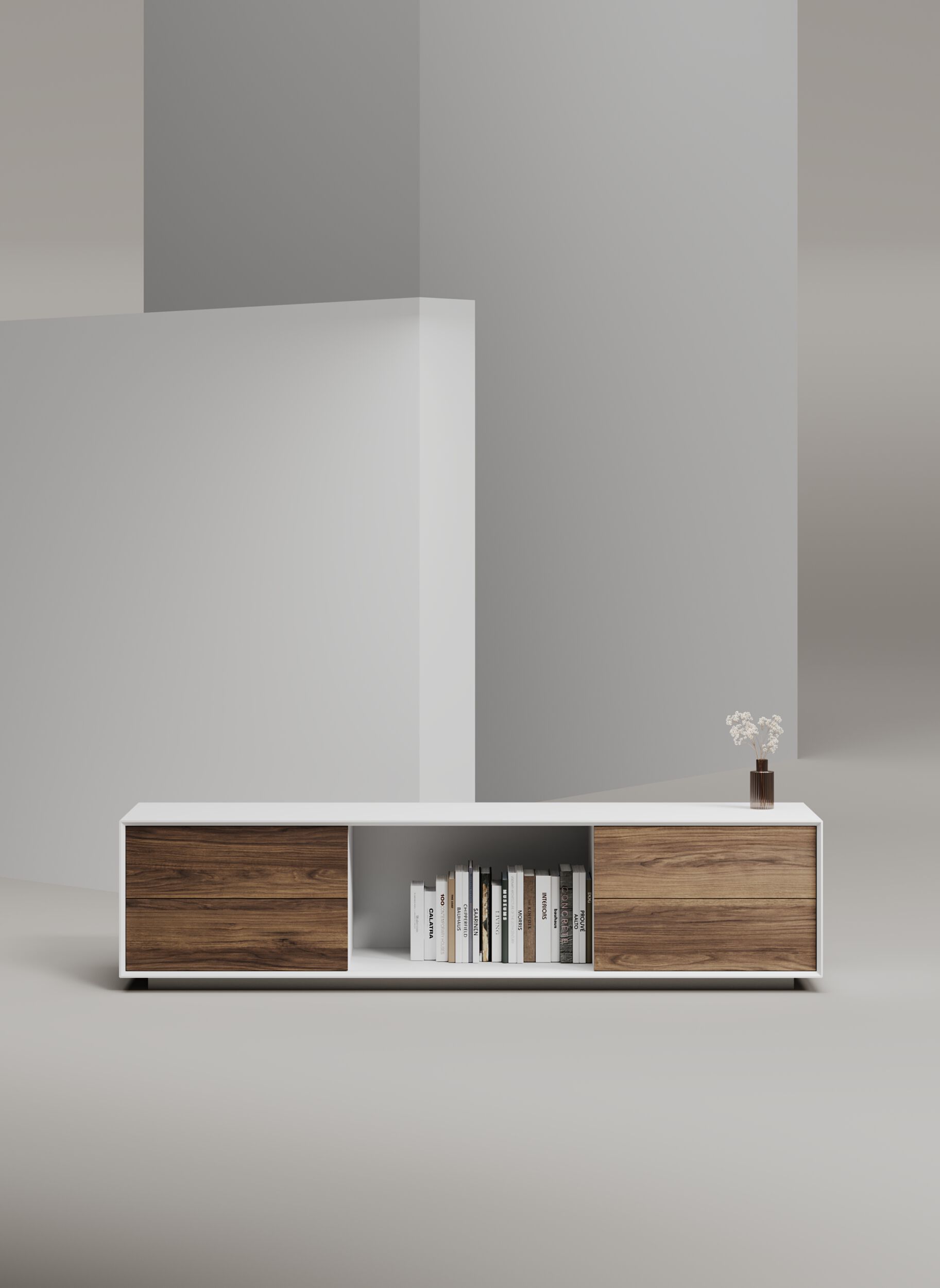 EDGE MULBERRY CHAMFERED by WORKSPACE - Mobile ufficio basso in legno con cassetti - 22