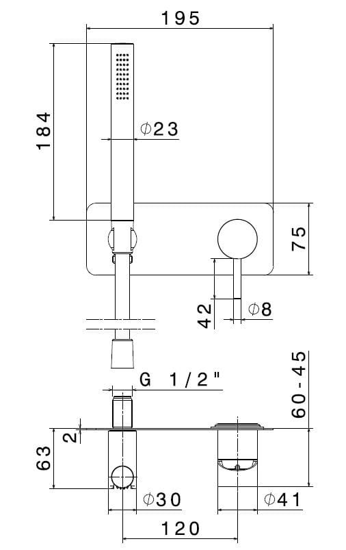 XSTEEL 316 Shower tap with hand shower By newform