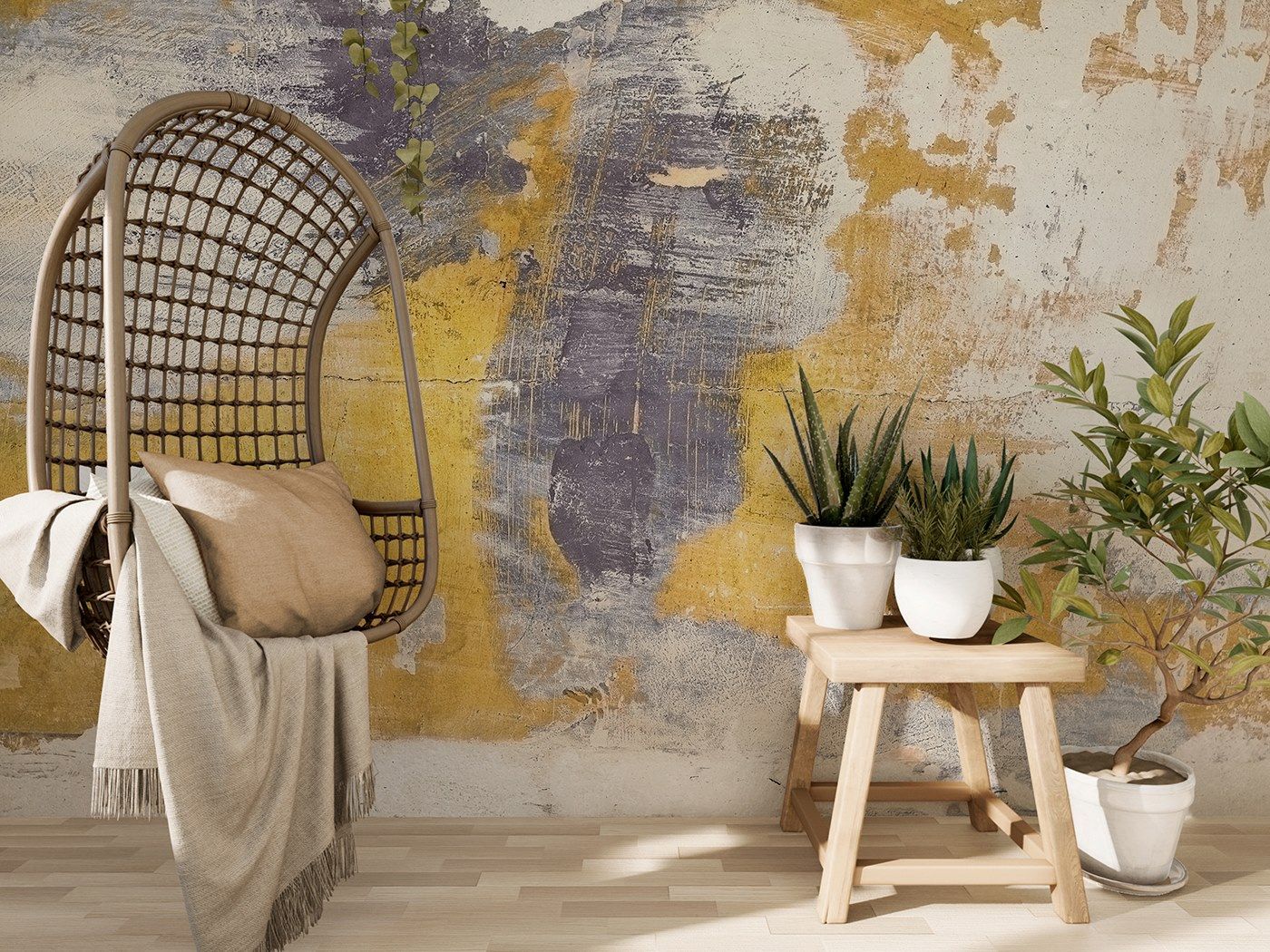 Motif waterproof wallpaper YELLOW WALL By Studijo design Josipa Maras