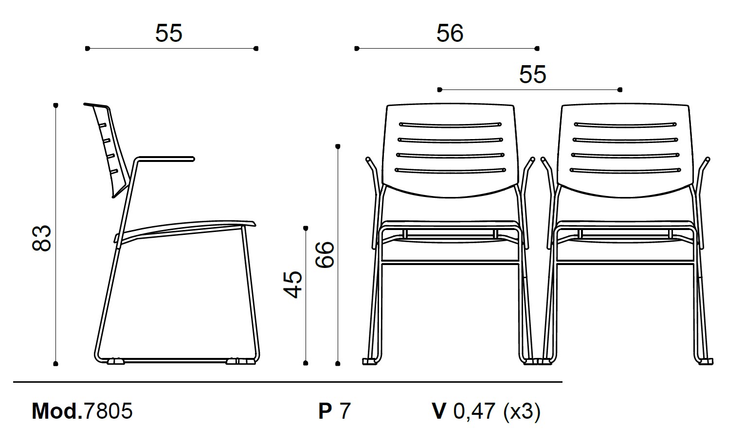 ZERO9 FILO | Chair with armrests Stackable sled base plastic chair with ...