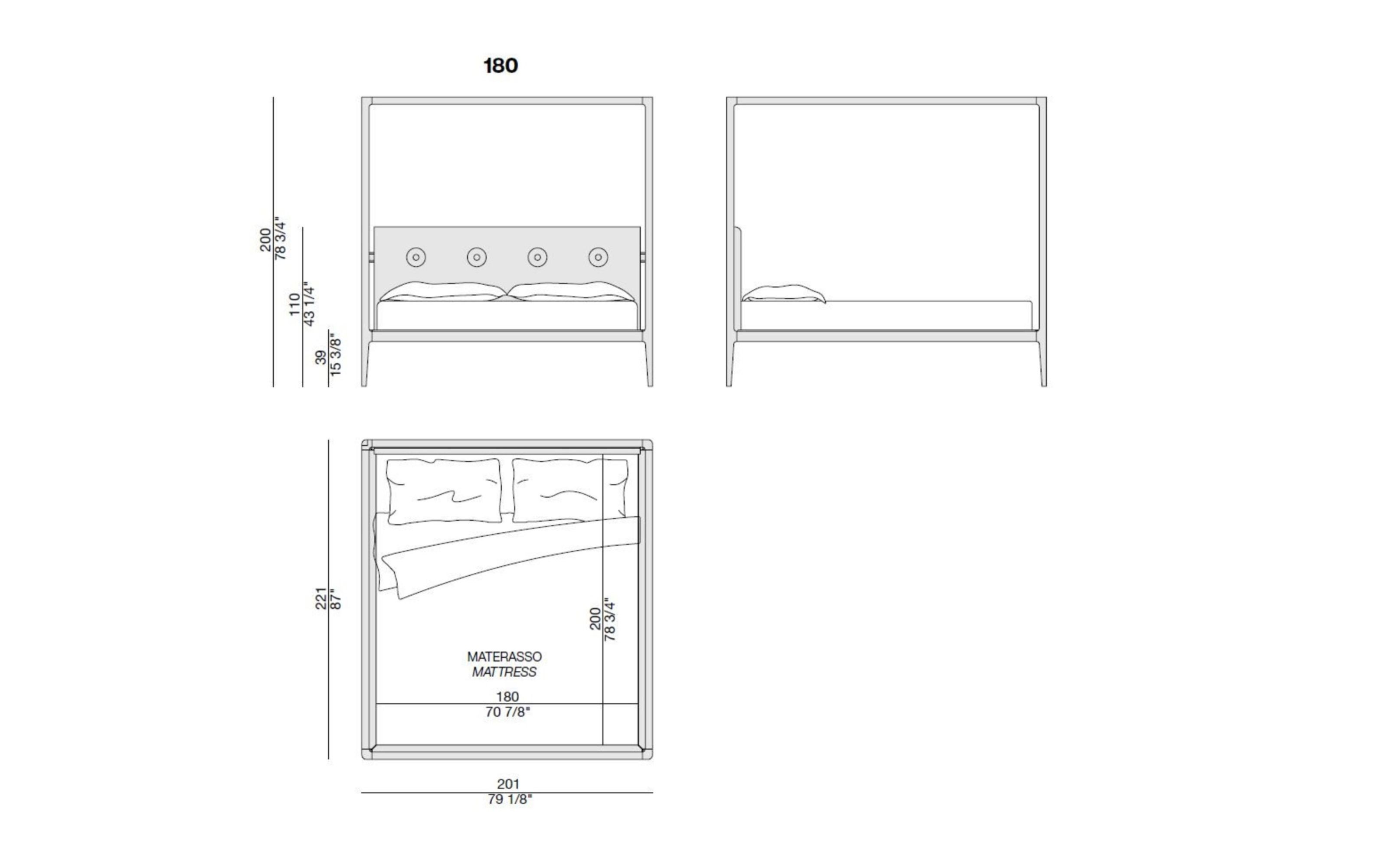 ZIGGY Canopy bed Double bed with upholstered headboard By Porada