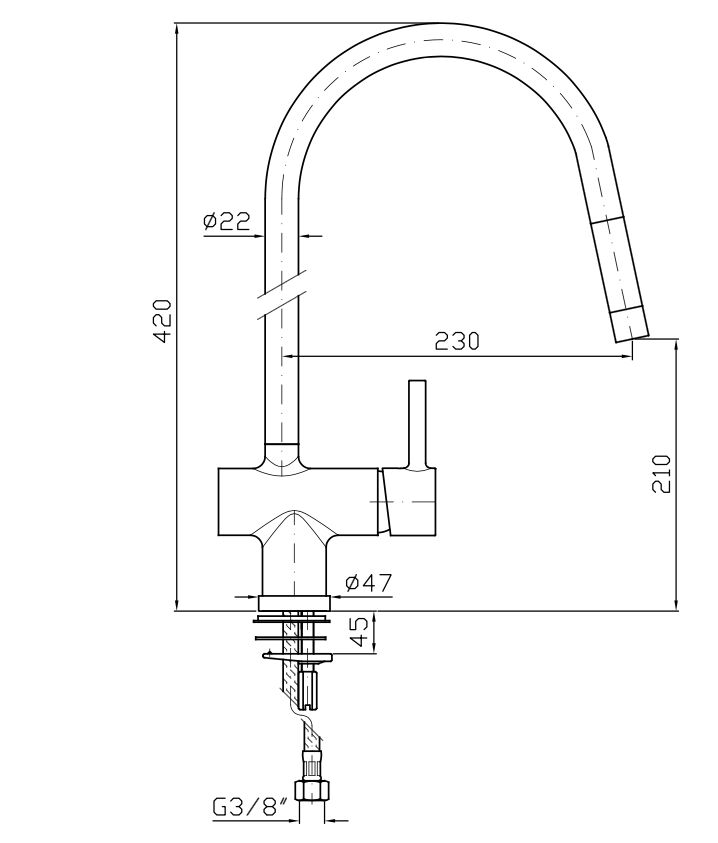 PAN S ZPA285 Kitchen tap By ZUCCHETTI