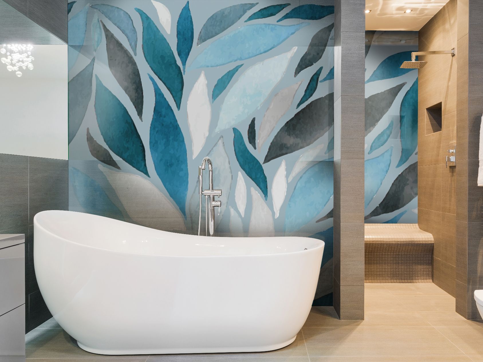 Glass-fibre wallpaper ABSTRACT LEAF Bathroom Collection By Wall LCA