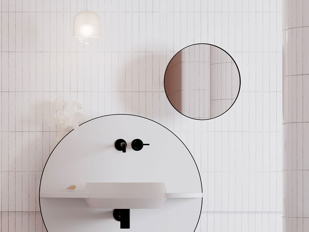 ARCO S by Ex.t - Specchio rotondo con mensola da parete