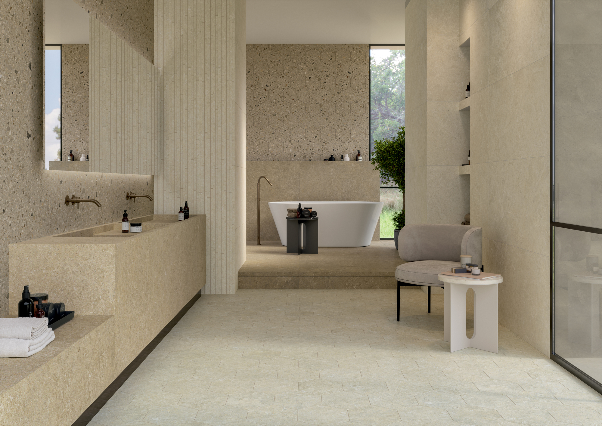 Full-body porcelain stoneware wall/floor tiles with stone effect ARKISTYLE EARTH by Marca Corona_4