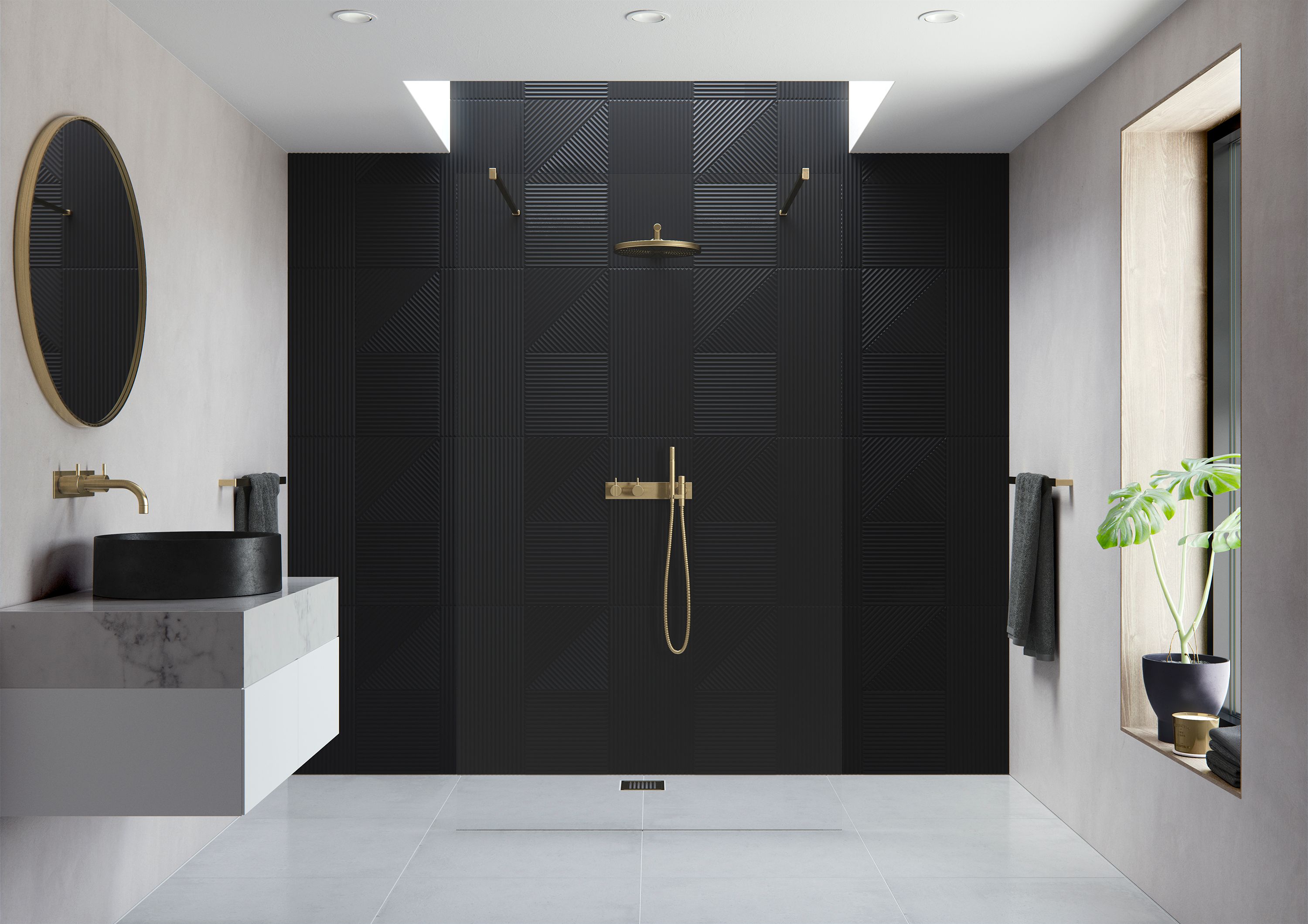 Douche à l'italienne double AYO COULEUR Panneau double entrée By Flair