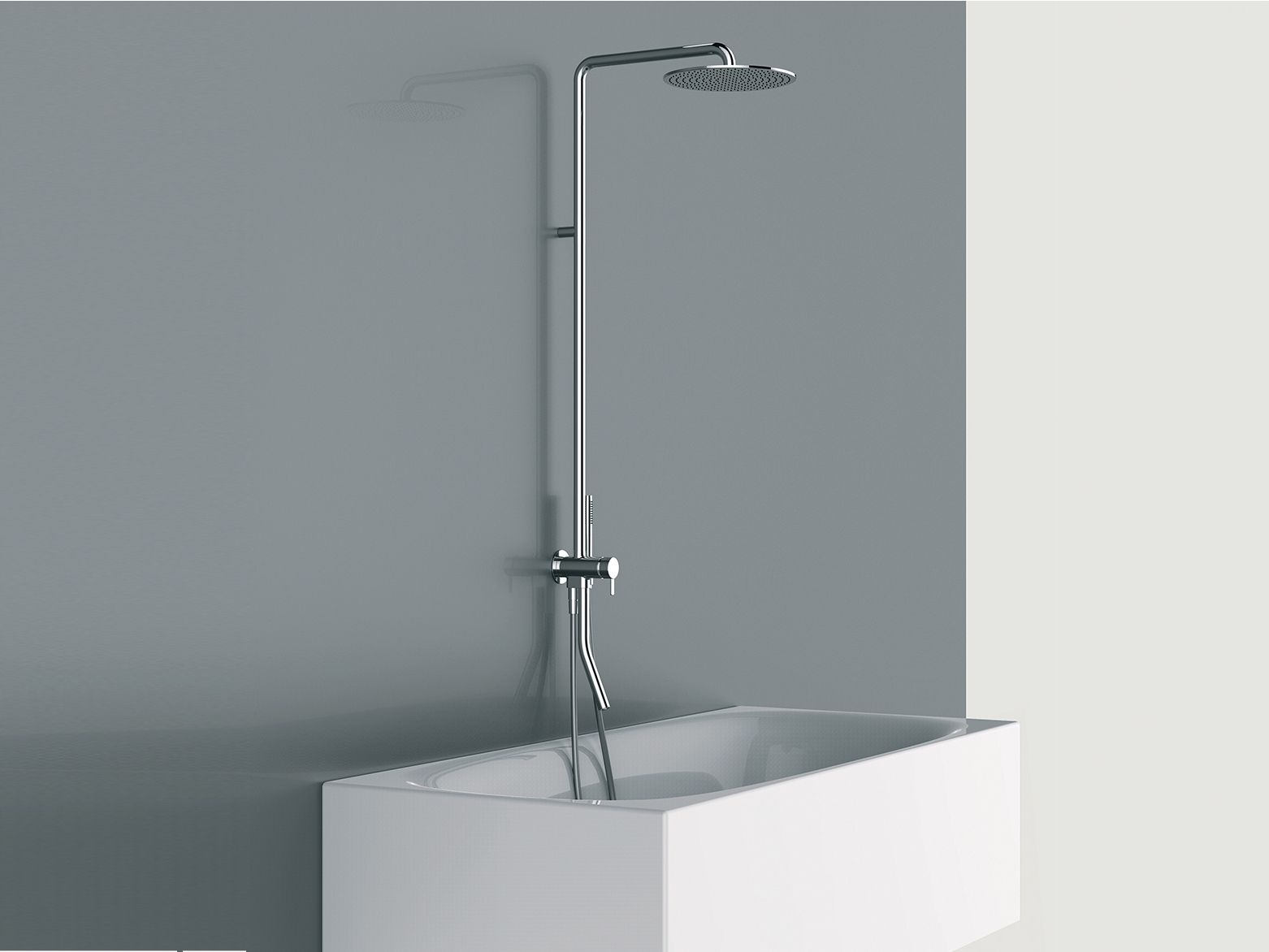NOW Wallmounted shower panel with overhead shower By Fantini