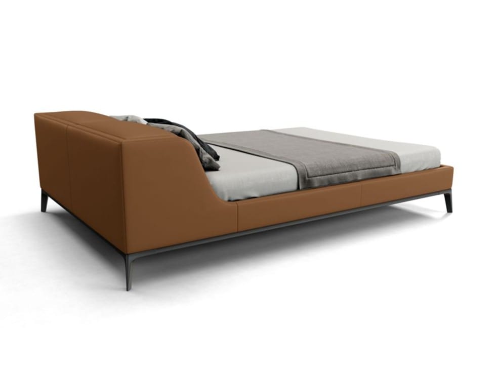CASSIOPEE Leather double bed with upholstered headboard By Roche Bobois