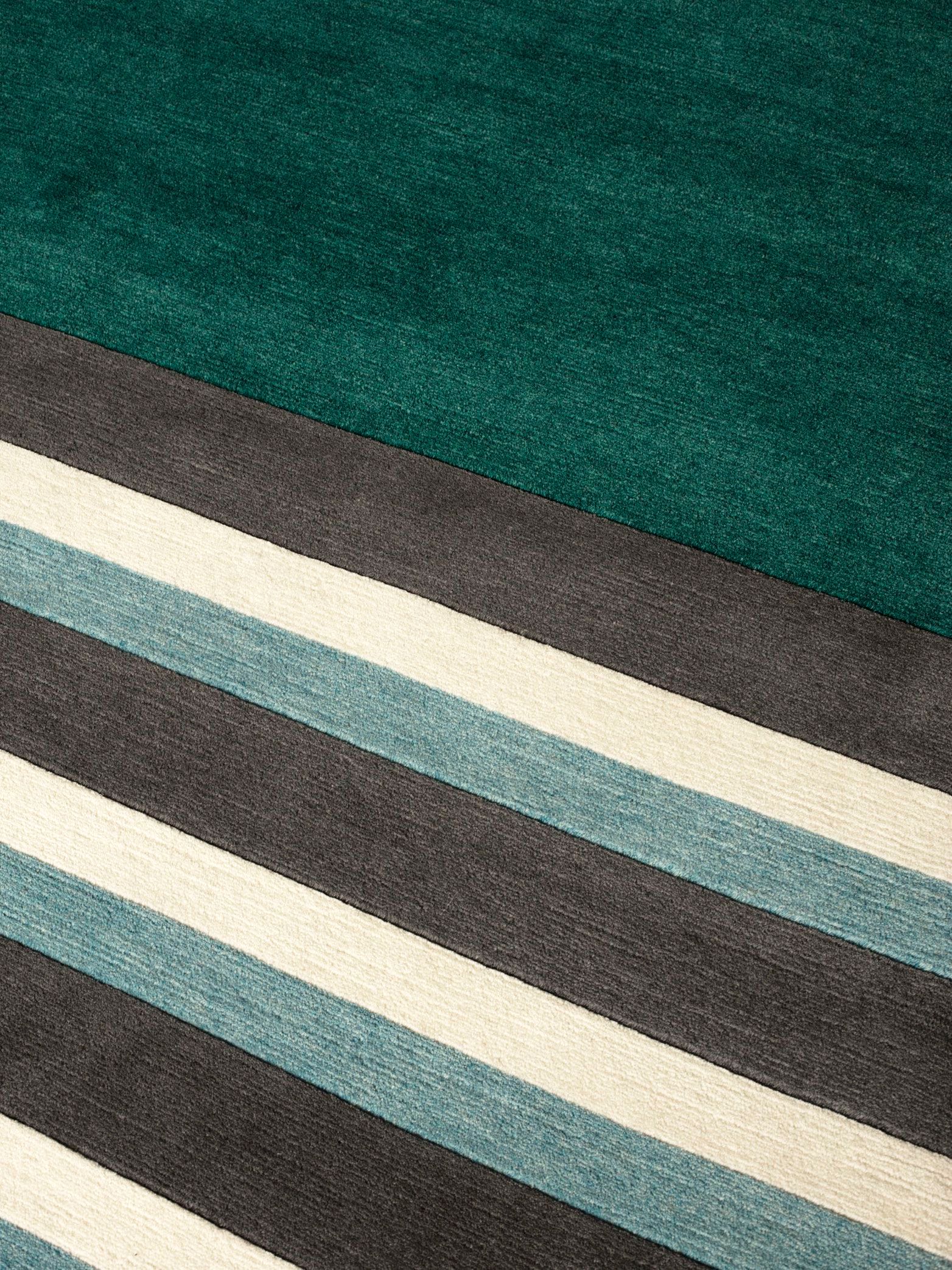 LES ARCS BLEU BLANC GRIS by cc-tapis - Tappeto fatto a mano in lana - 18