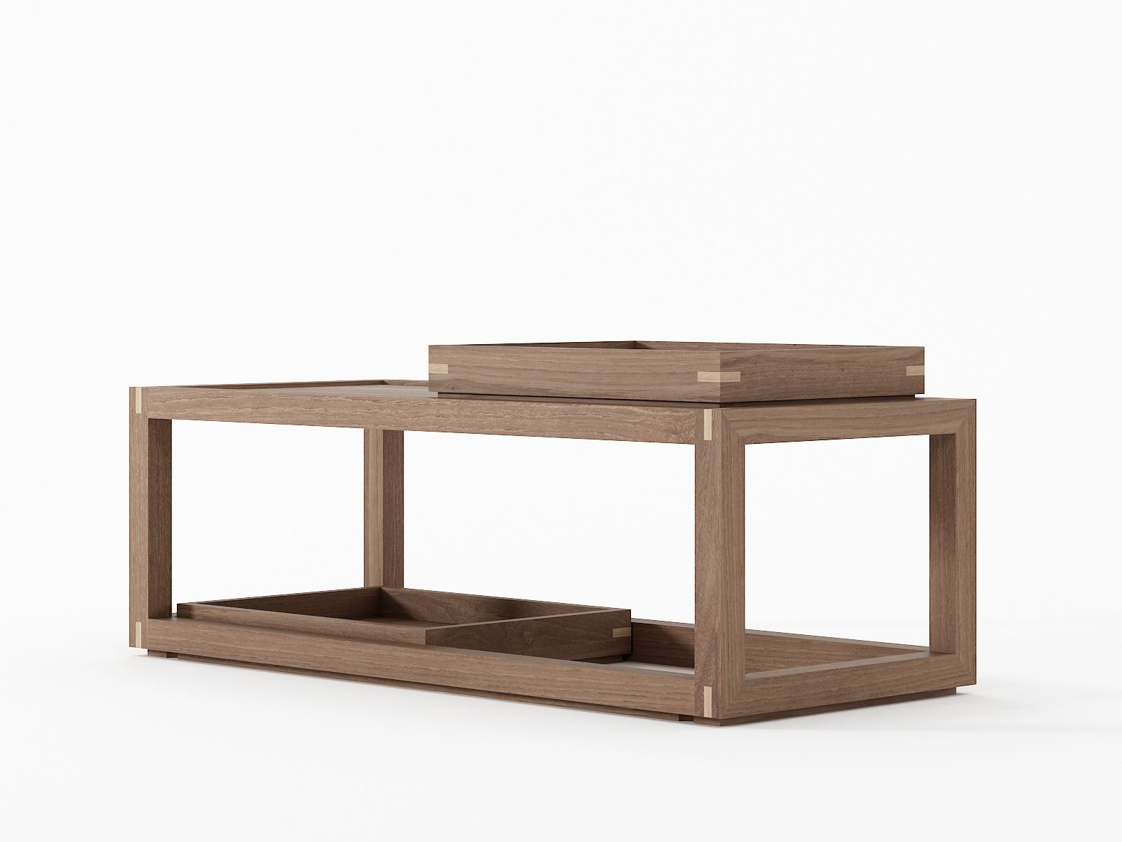 UP & DOWN III Coffee table Rectangular wooden coffee table with tray By KARPENTER design