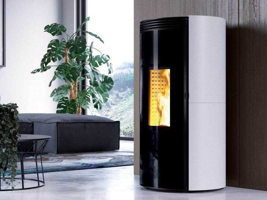 ETHICA EVO by CAMINETTI MONTEGRAPPA - Stufa a pellet in acciaio a parete per riscaldamento aria