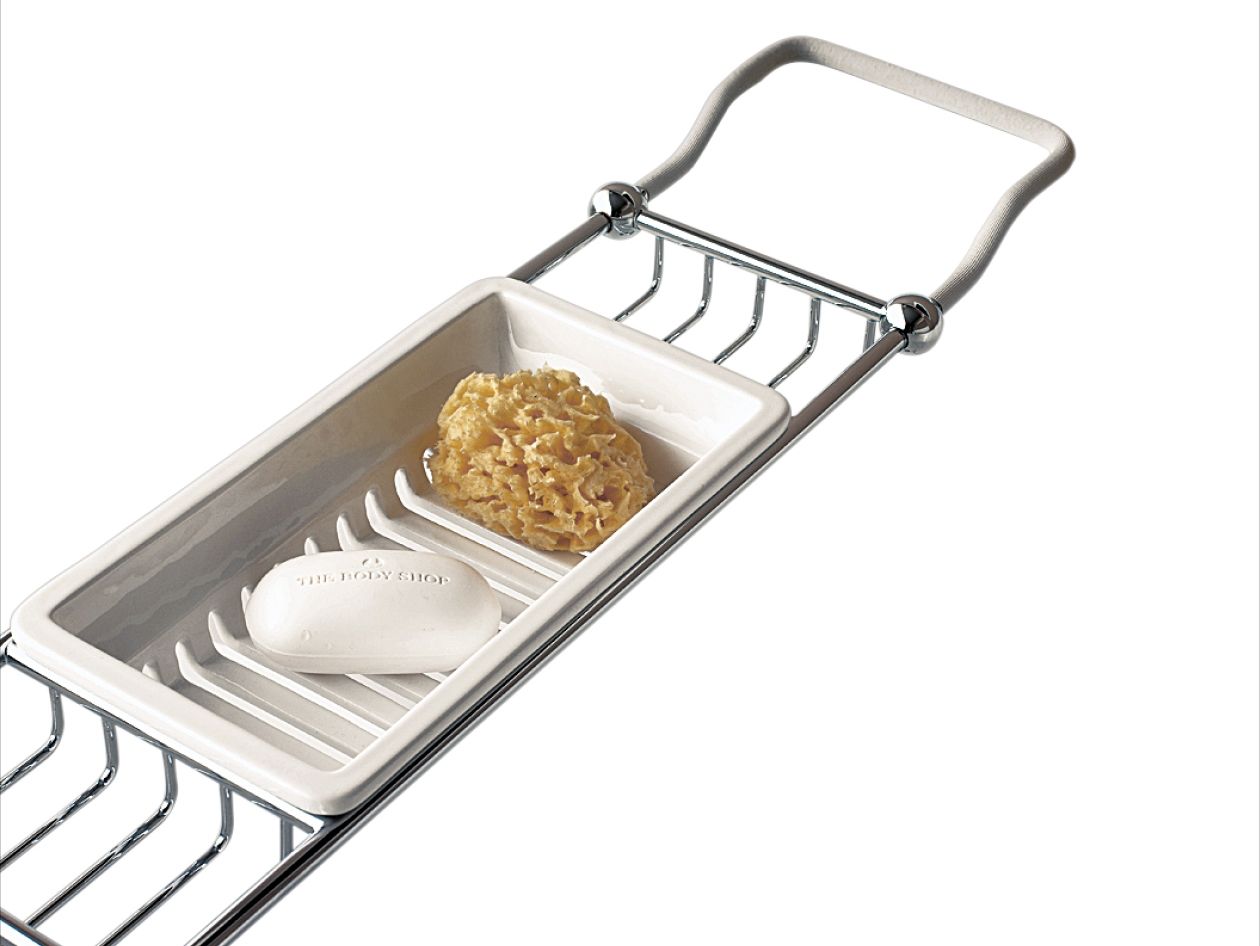 FIRST CLASS by Devon&Devon - Portasapone da appoggio in ceramica e ottone per vasca