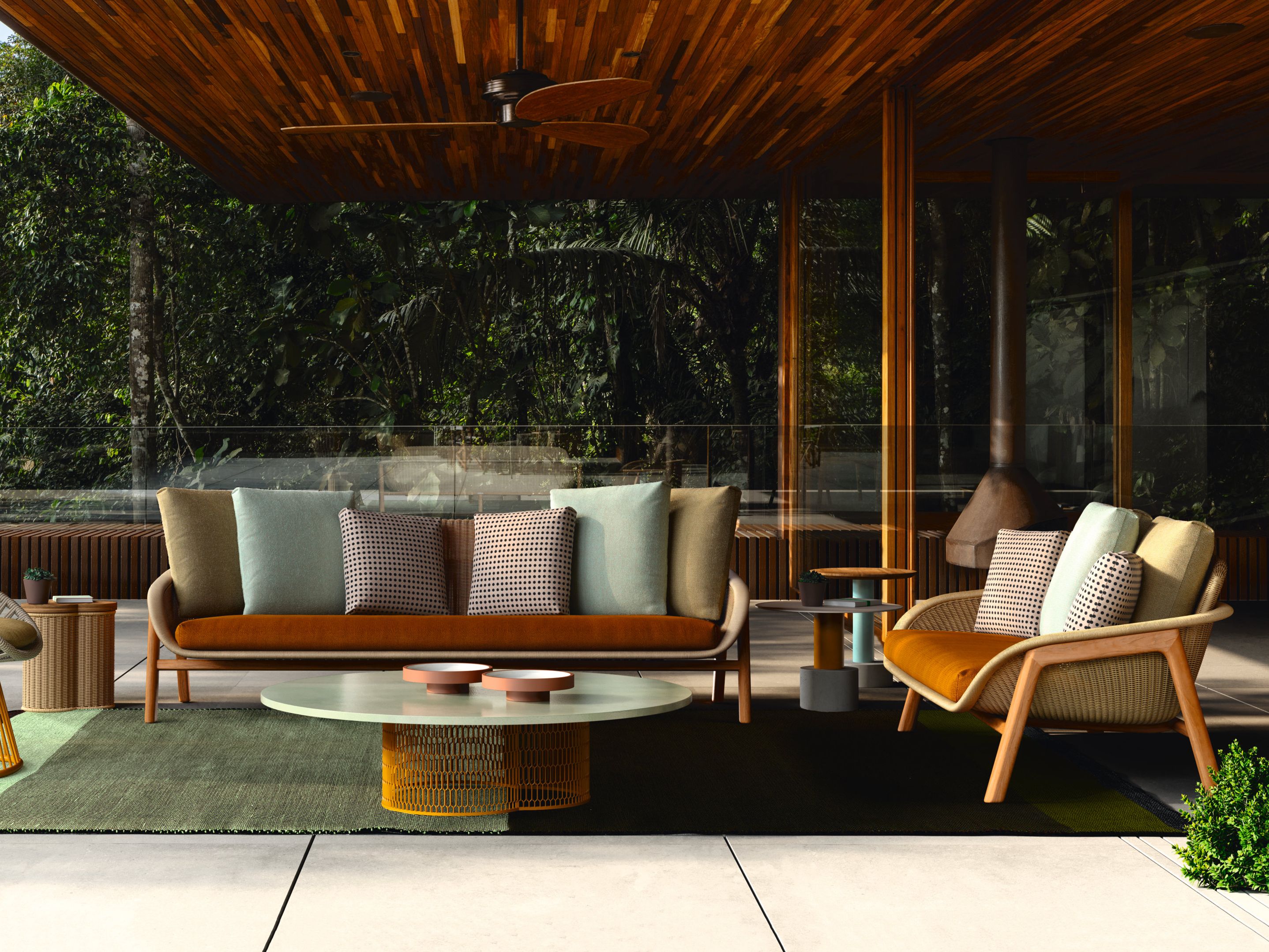 VIMINI 3 seater garden sofa Vimini Collection By Kettal design