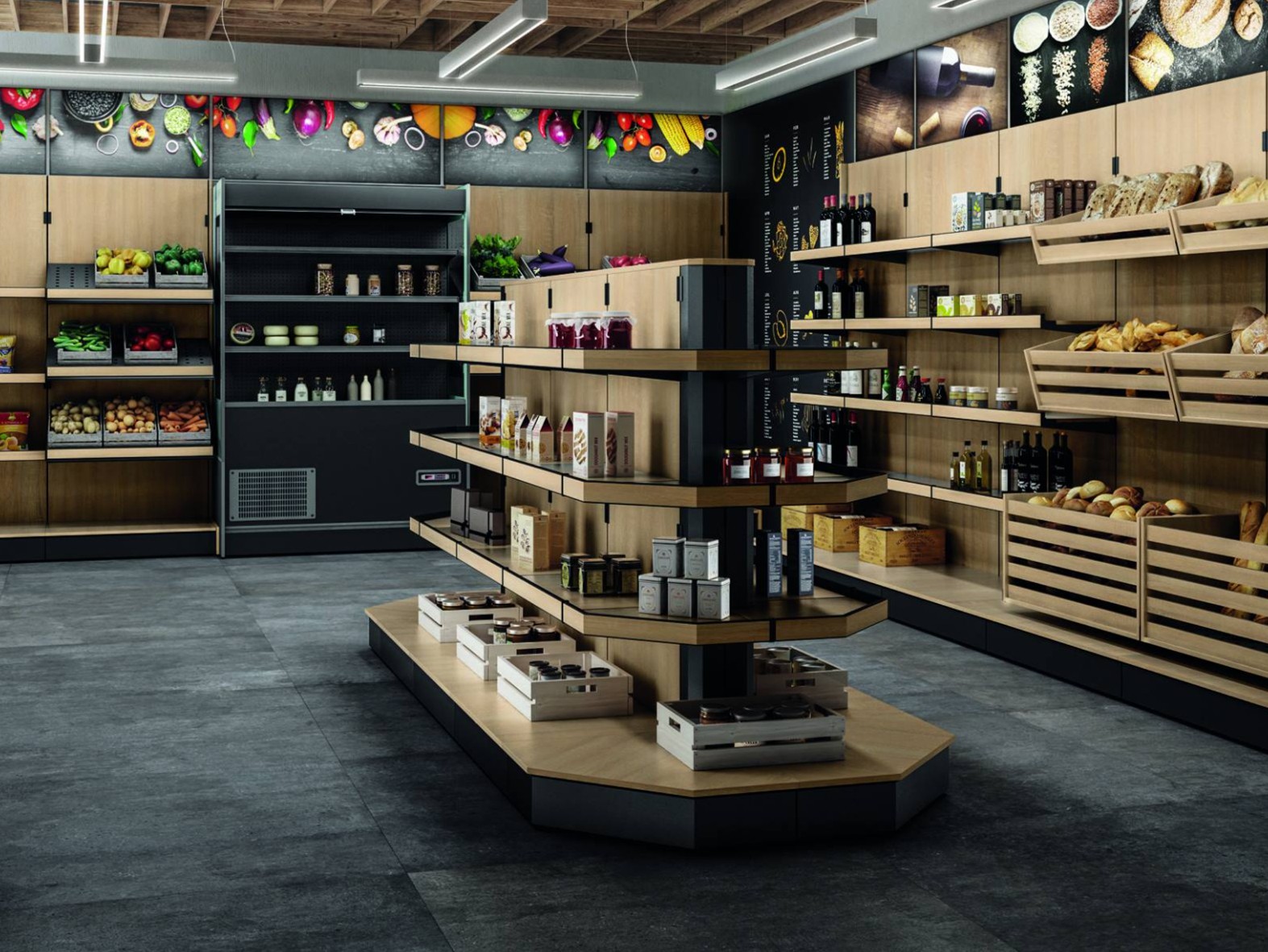 GENIUS Floor-standing wooden retail display unit By Frigomeccanica