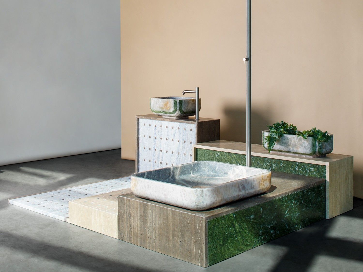 GEODE Low rectangular marble planter By MARGRAF | design Cristina Celestino