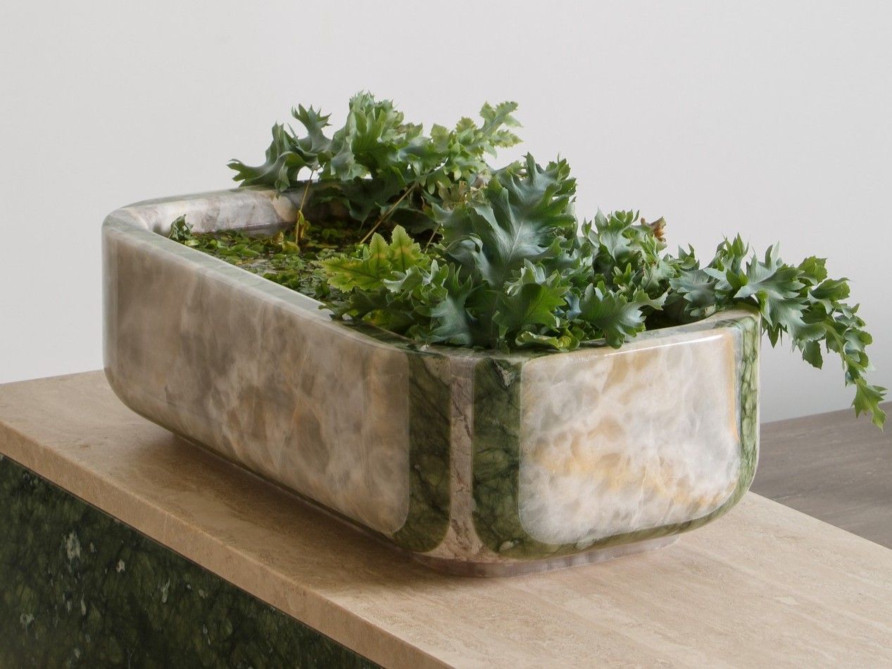 GEODE Low rectangular marble planter By MARGRAF | design Cristina Celestino