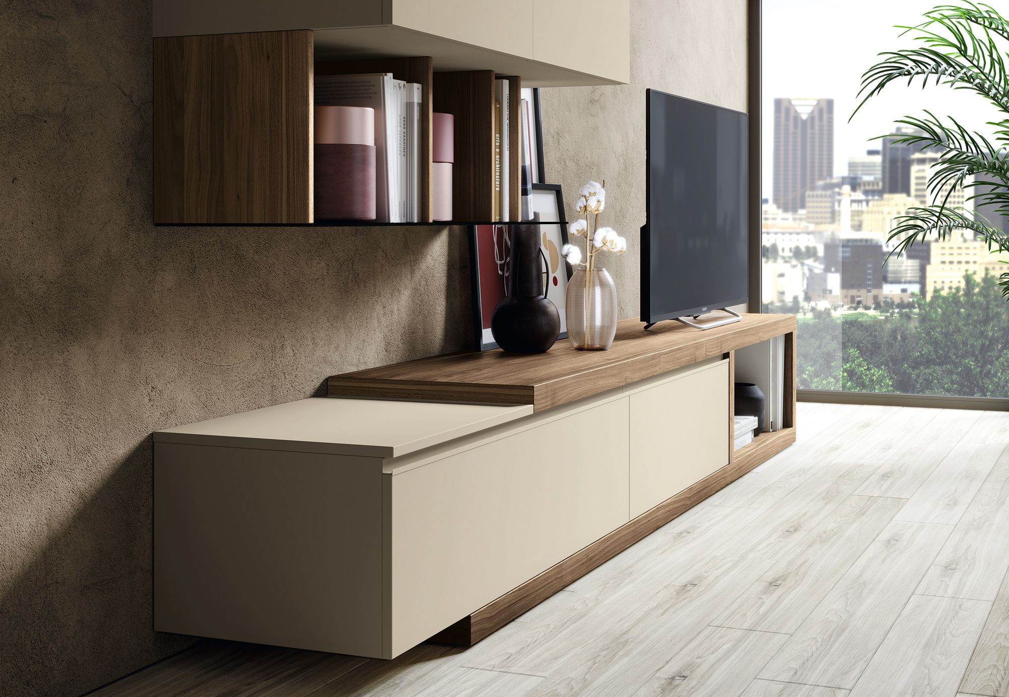 Mobile TV basso in legno con libreria GOLF L.101 Collezione Golf 2021