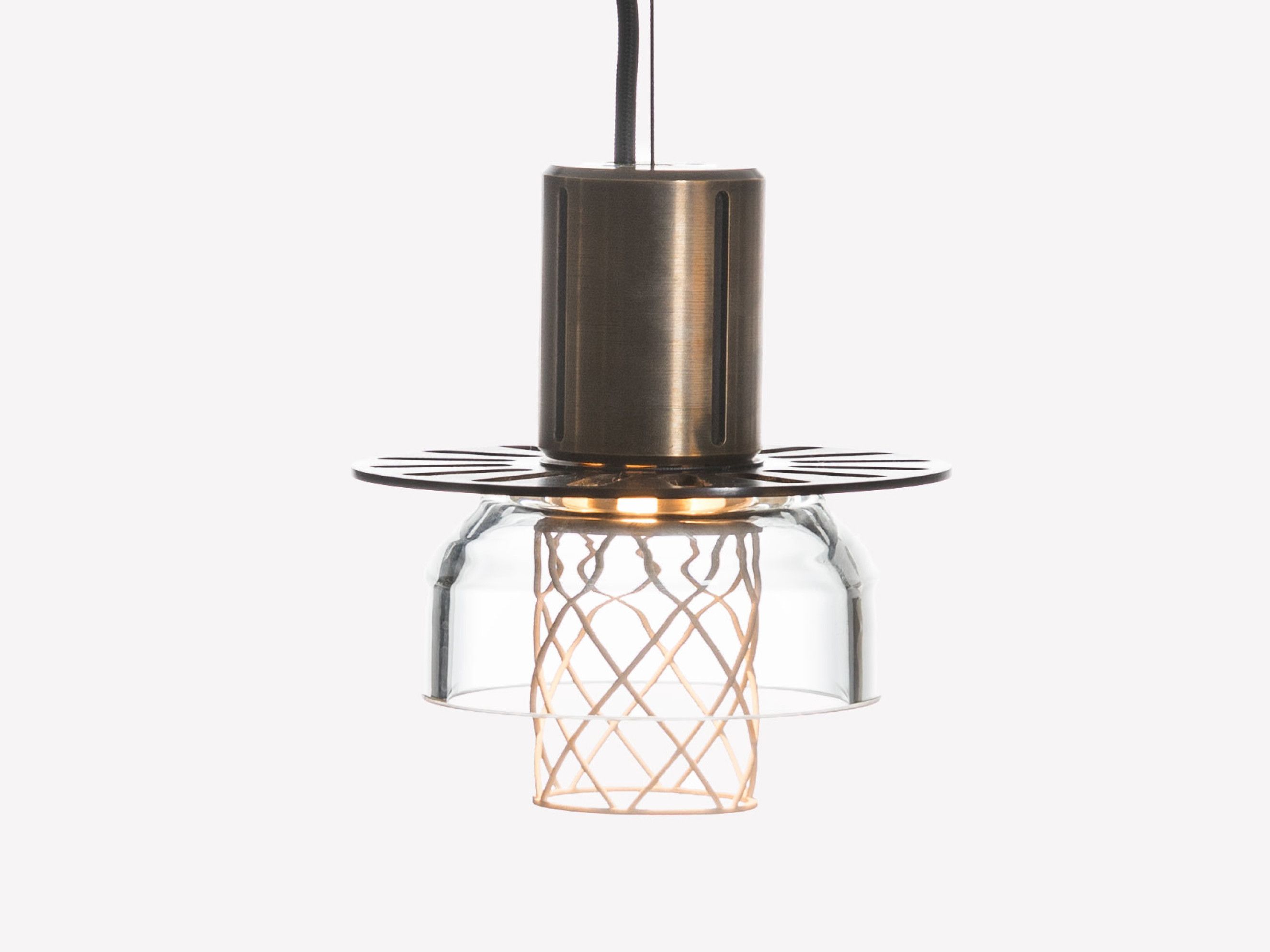 Brass and blown glass LED pendant lamp GREENWAY S1 Greenway Collection