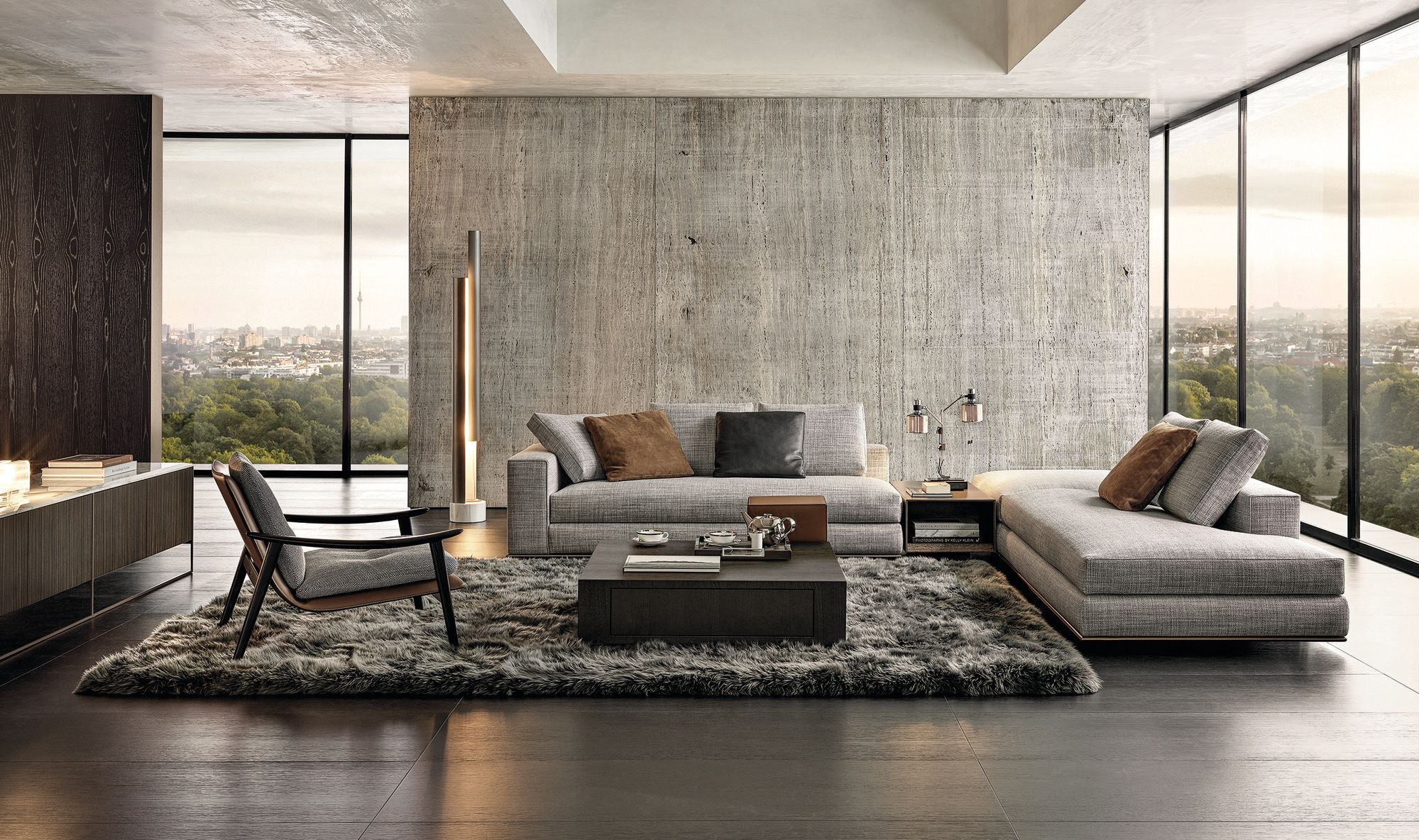 HAMILTON Sectional fabric sofa By Minotti design Rodolfo Dordoni