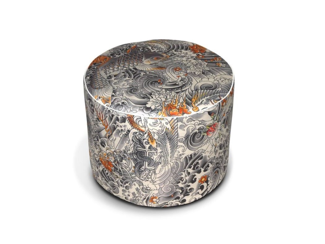 Upholstered round fabric pouf ILLUMINATION JEAN PAUL GAULTIER By