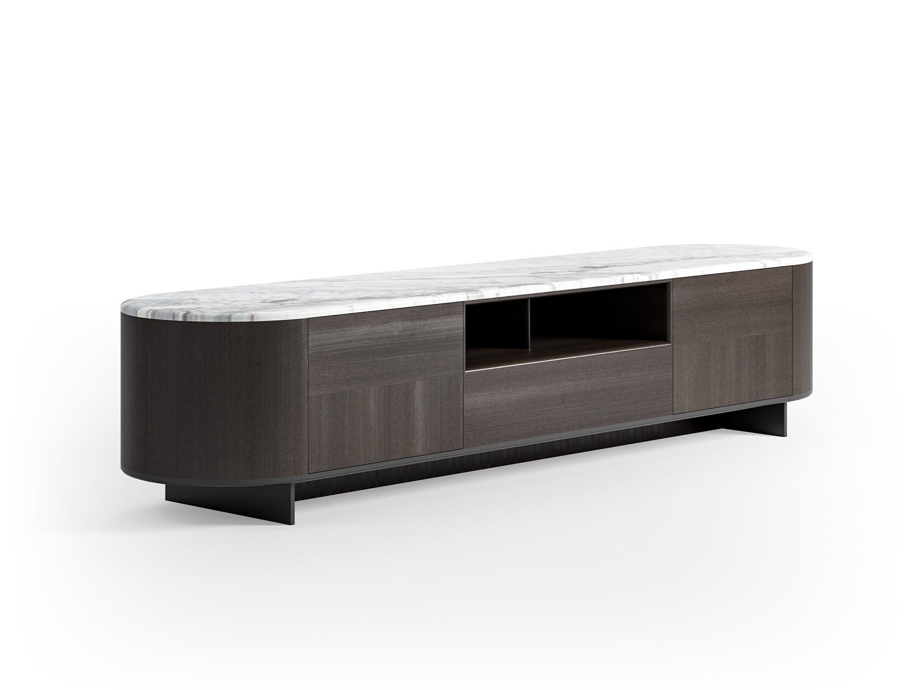IRVING TV Low wooden TV with marble top By CPRN HOMOOD