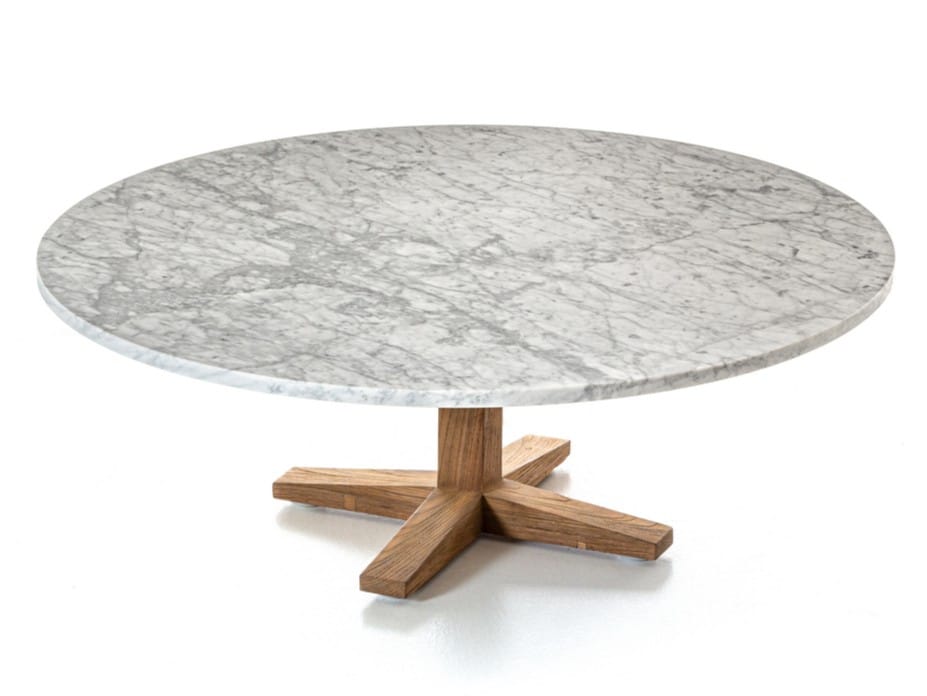 Reclaimed wood and marbre garden side table JEKO 46 Jeko Collection By