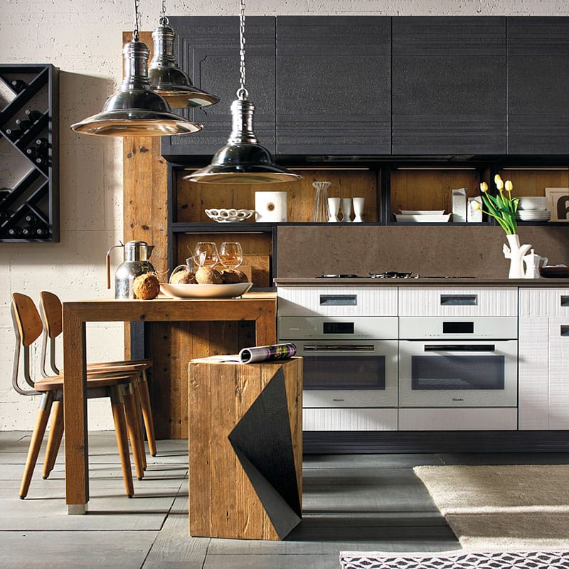 Fitted wood kitchen LAB 40 COMPOSITION 01 Lab 40 Collection By Marchi