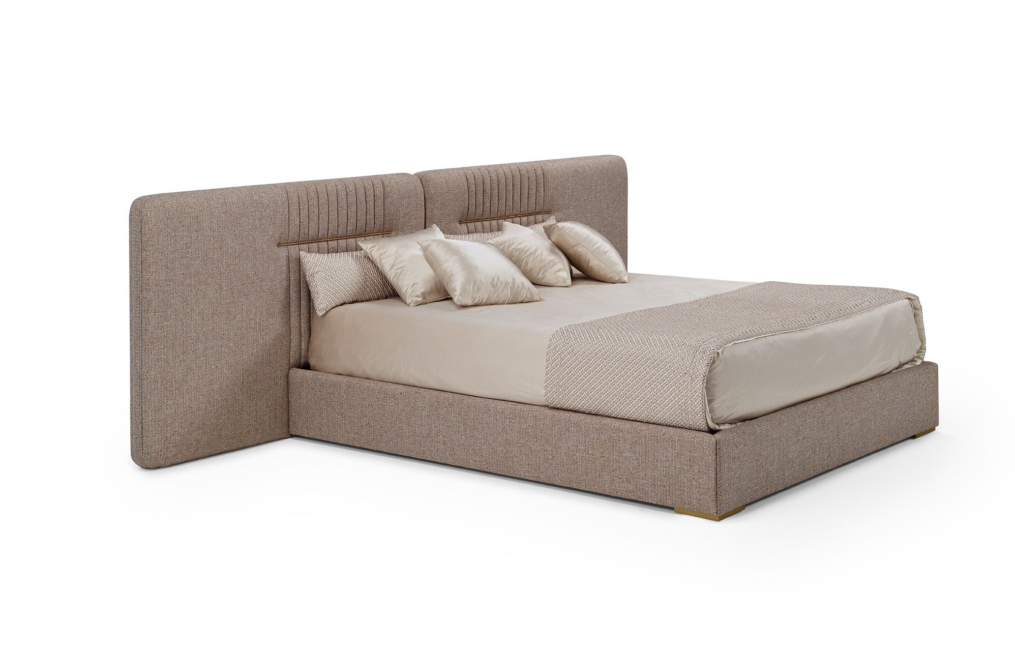 LOREN Fabric double bed with upholstered headboard By Casa Magna