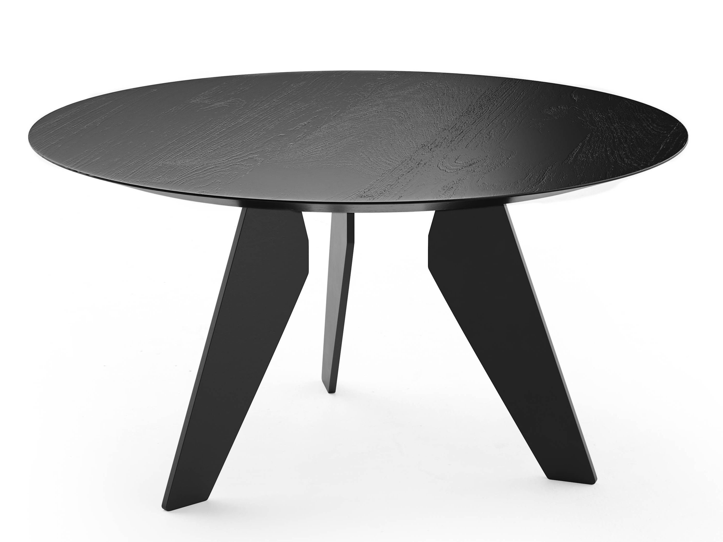 HOOGLAND Round oak coffee table with steel structure By ONE HOUSE