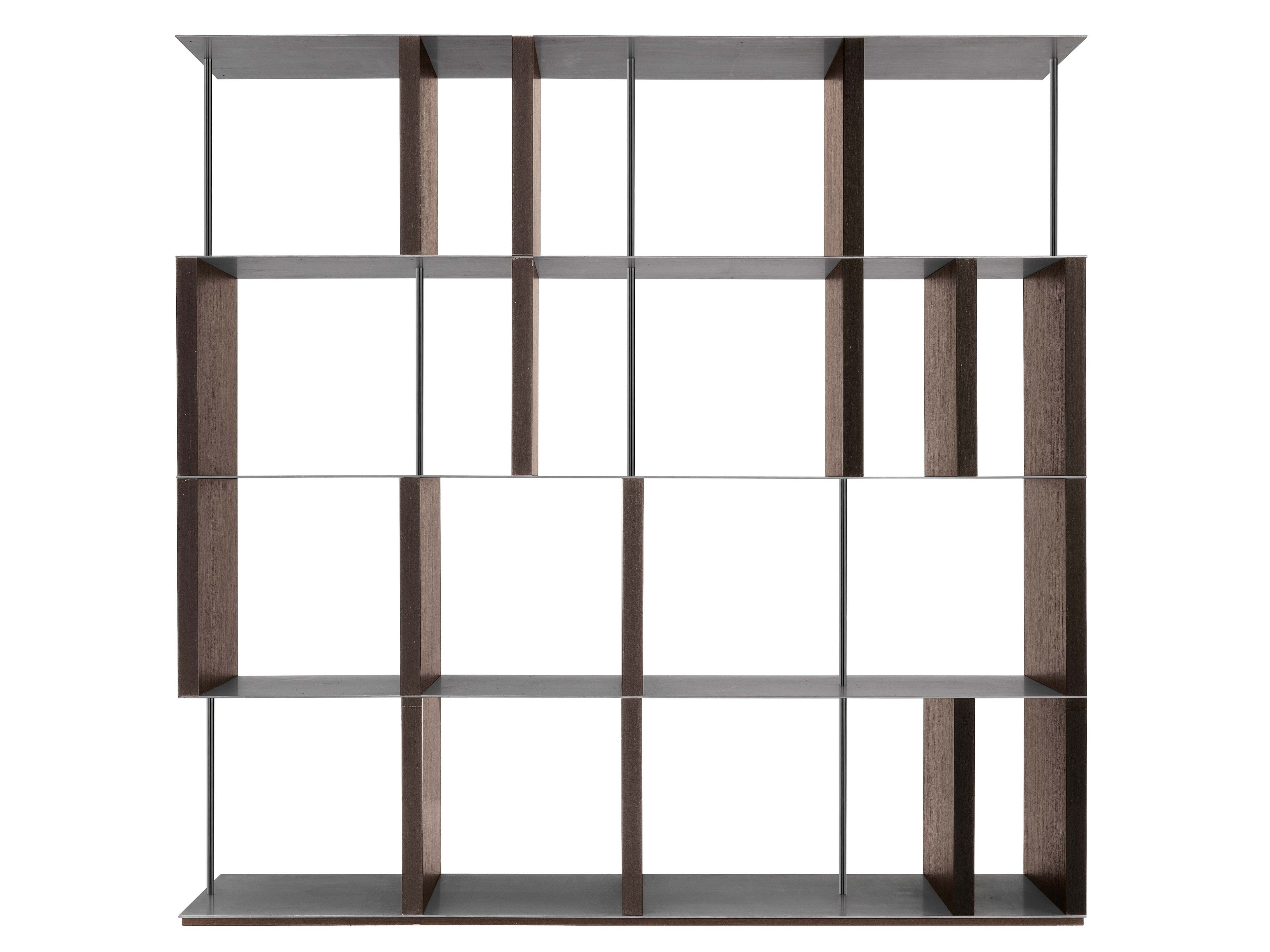 Open freestanding iron and wood bookcase MANHATTAN By JESSE design