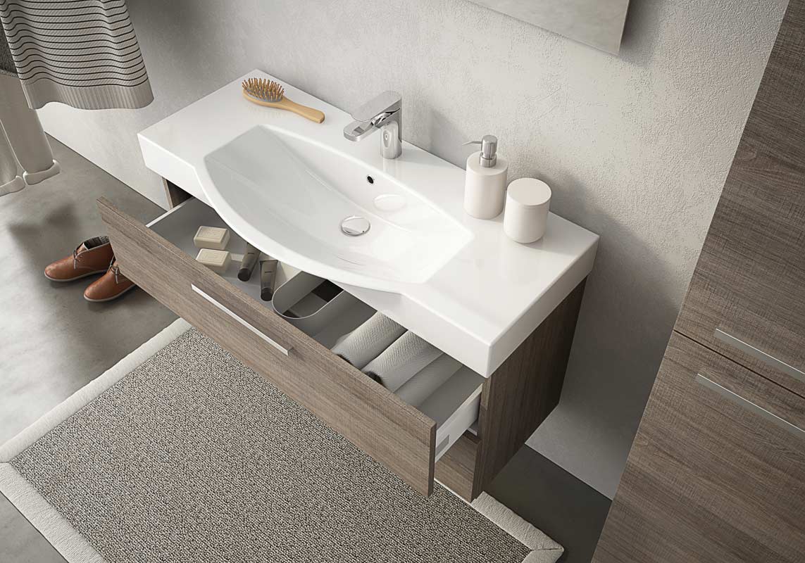 Wallmounted wooden vanity unit with drawers MANHATTAN M13 Urban