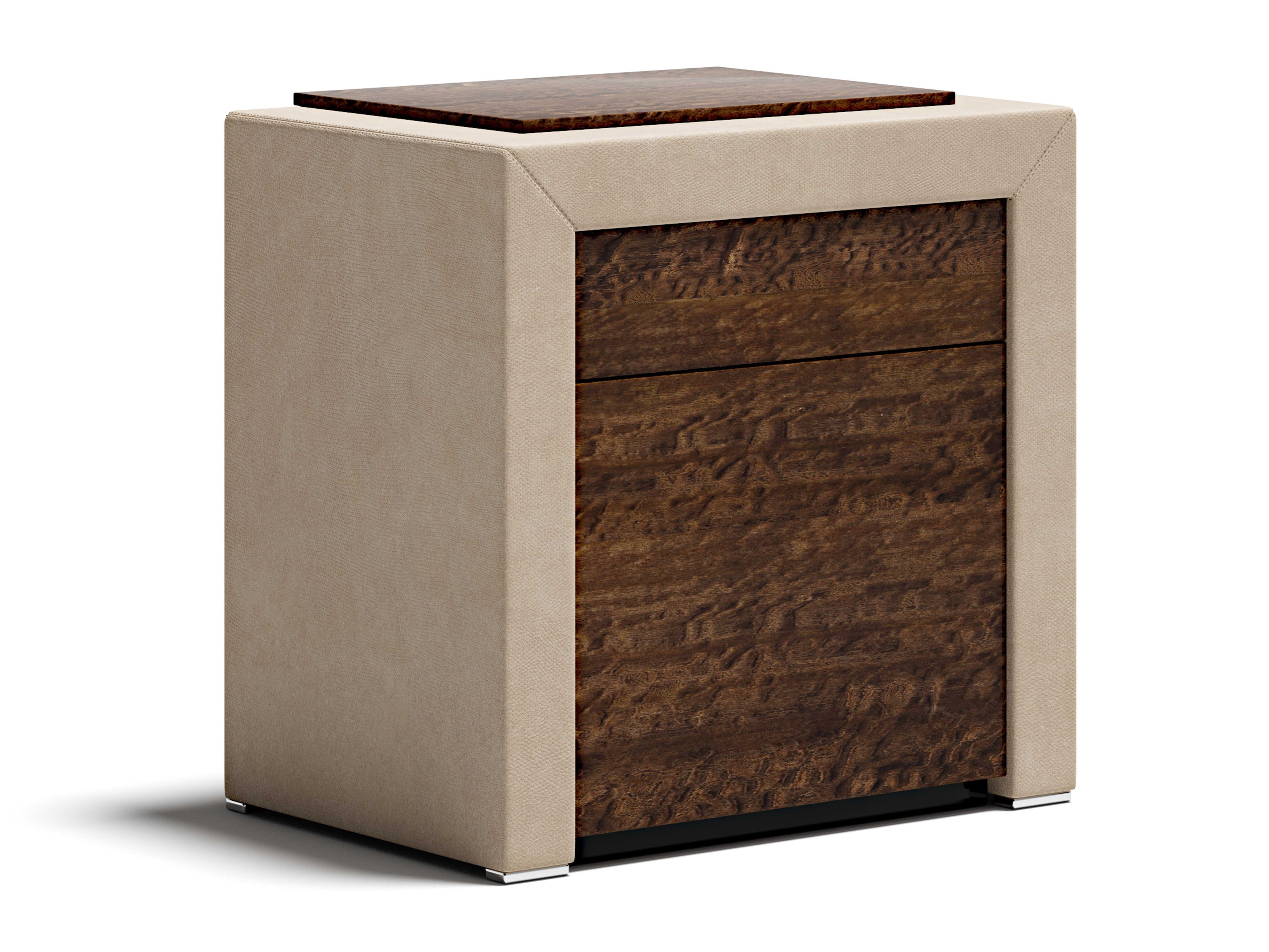 MILES by Capital Collection - Comodino rettangolare in legno e pelle