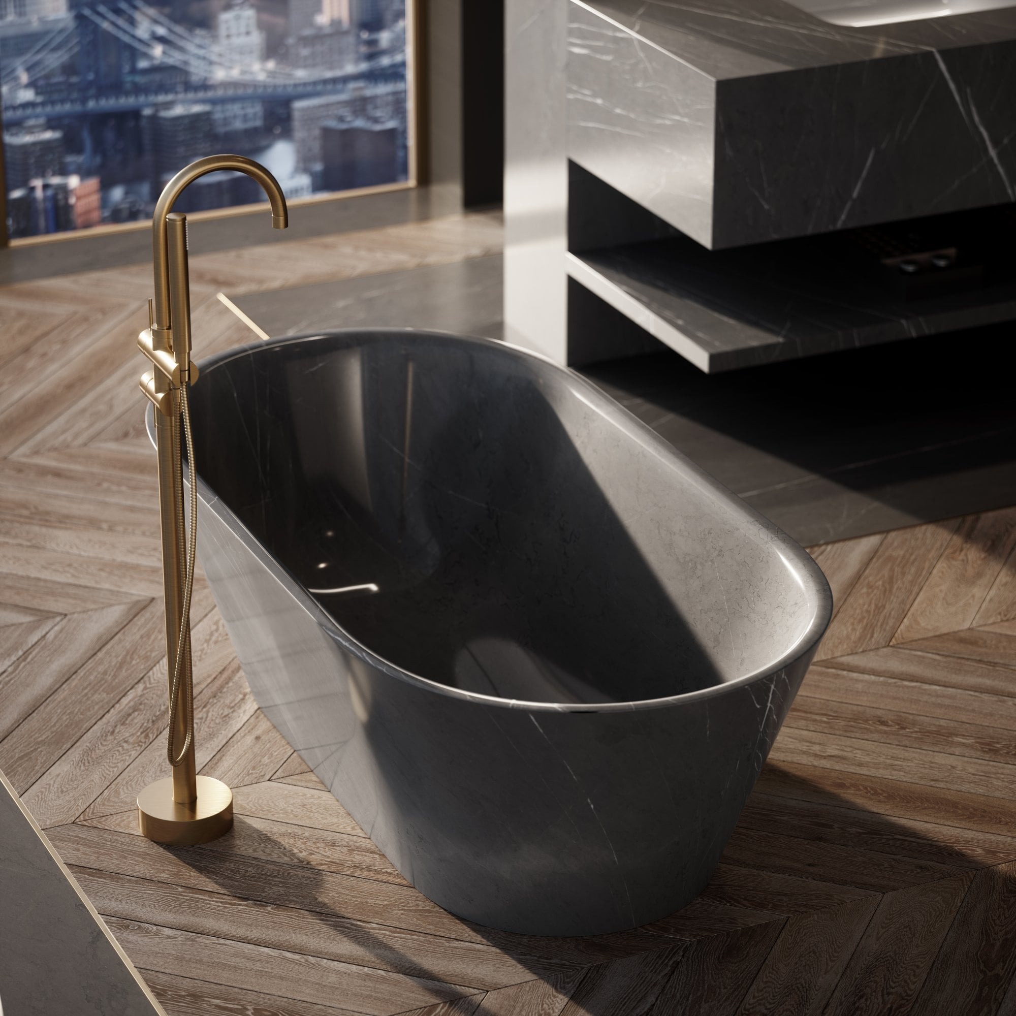 Lavabo bagno da appoggio Ovale in Travertino Noce 35x55x15 cm | Stone – STONE ART