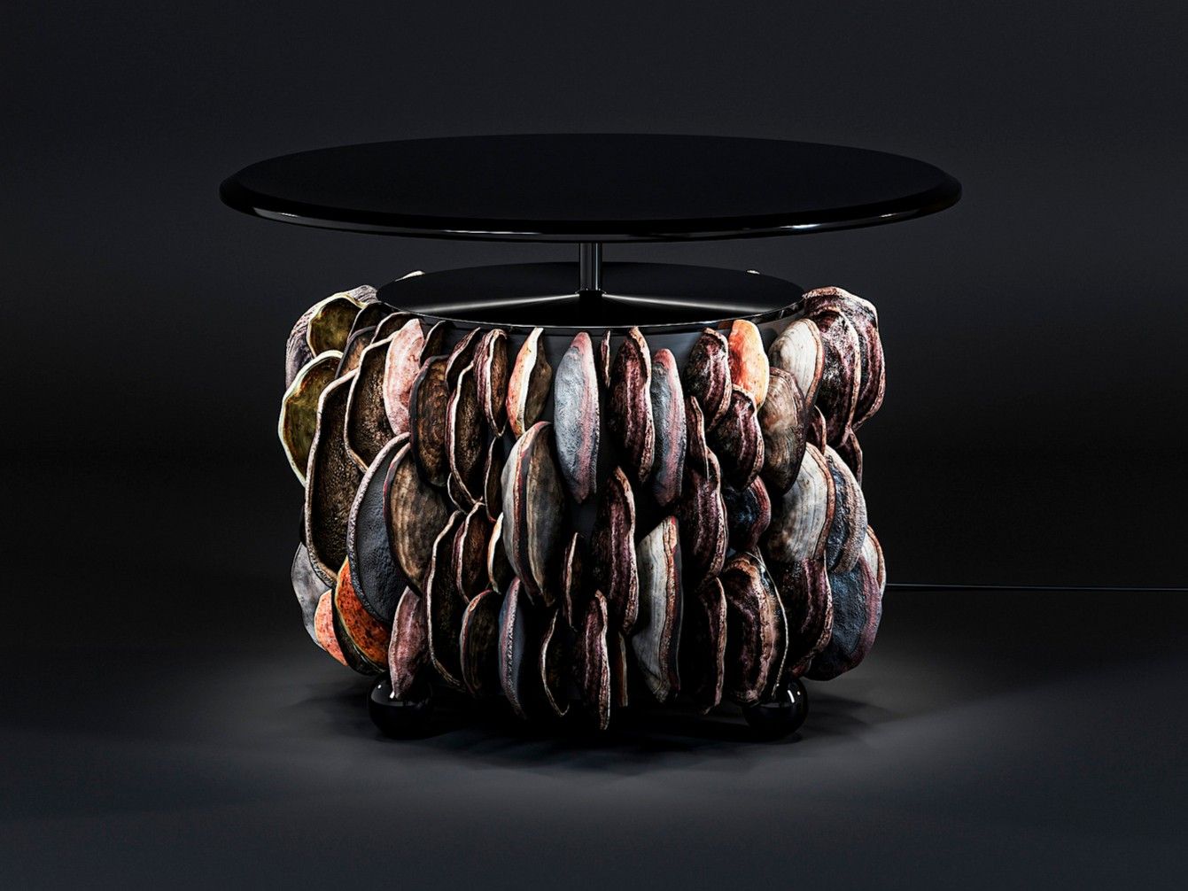 Round coffee table with light MUSHROOMS Coffee table with light