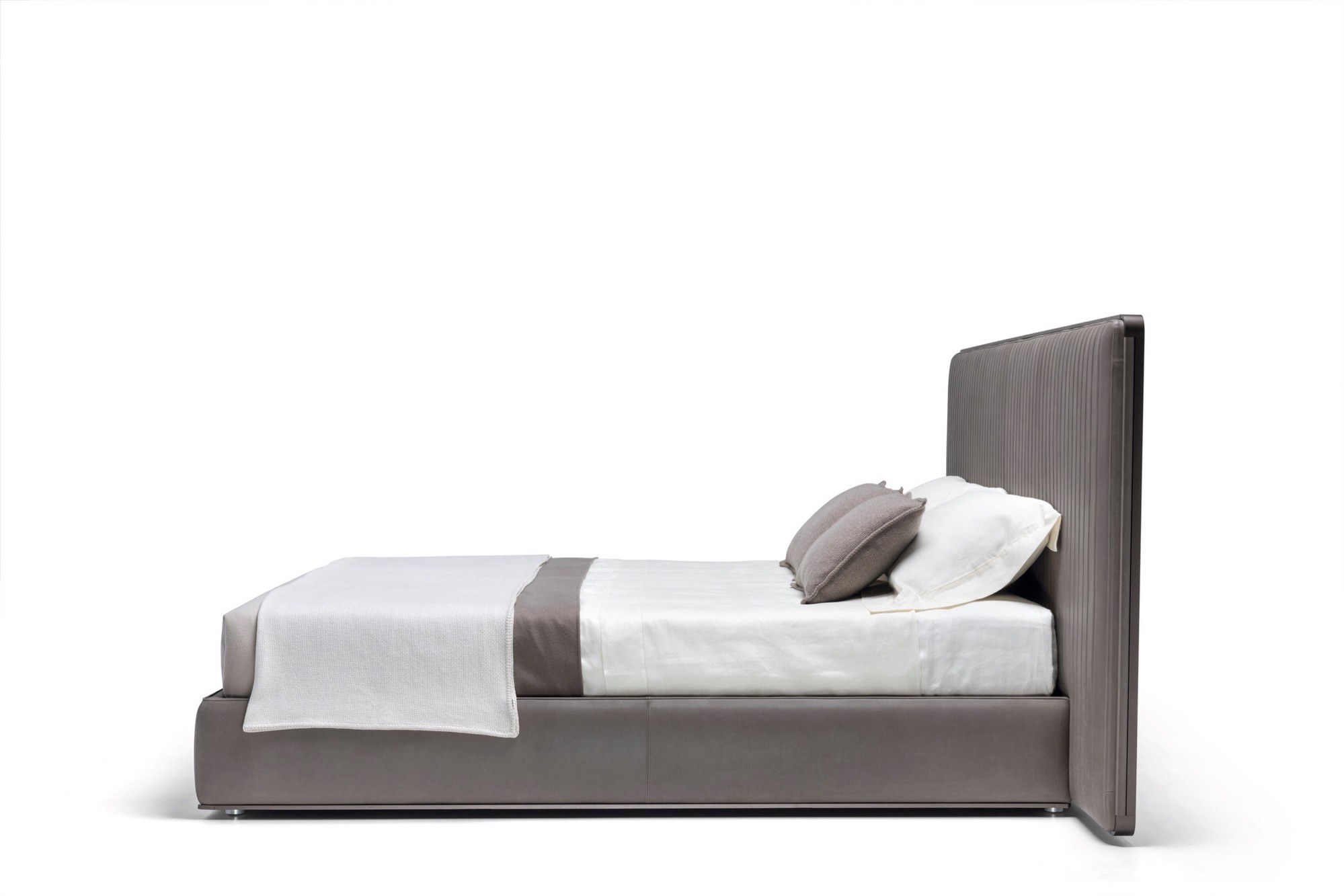 OVIDIO | Leather bed Leather double bed with upholstered headboard By ...