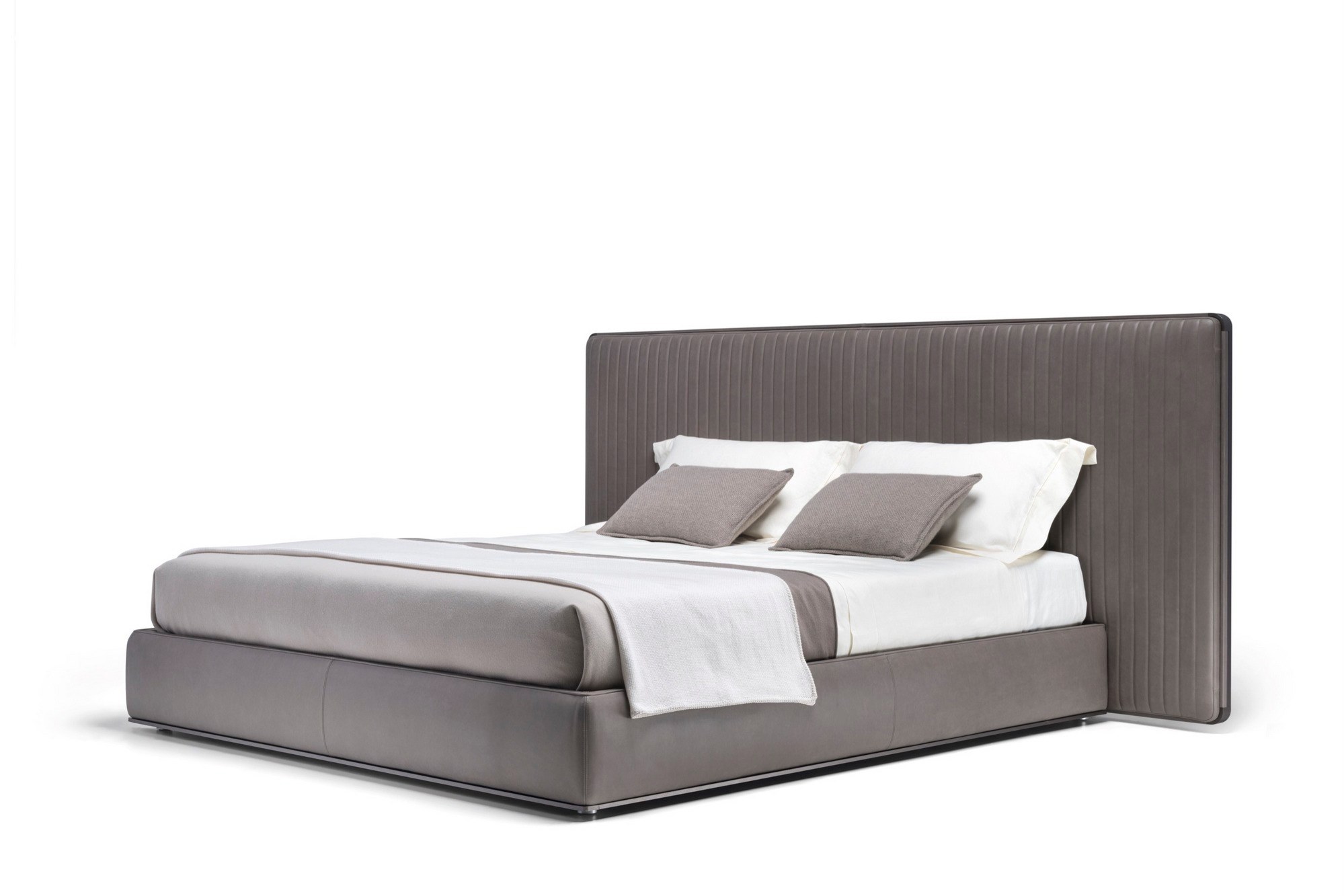 OVIDIO | Leather bed Leather double bed with upholstered headboard By ...