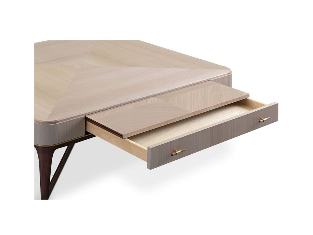 PARK LANE Low square wood veneer coffee table By Roche Bobois design