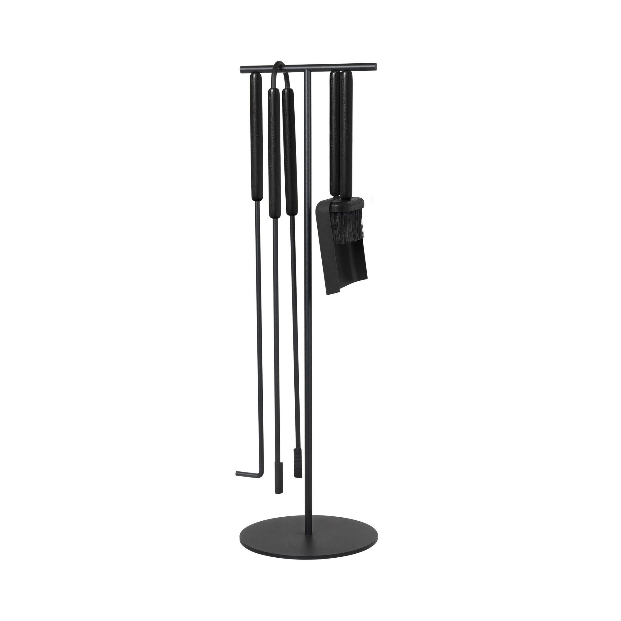 Set Attrezzi Camino Kingson 3 Pezzi, Manici In Acciaio Inox 53 Cm, Supporto Nero