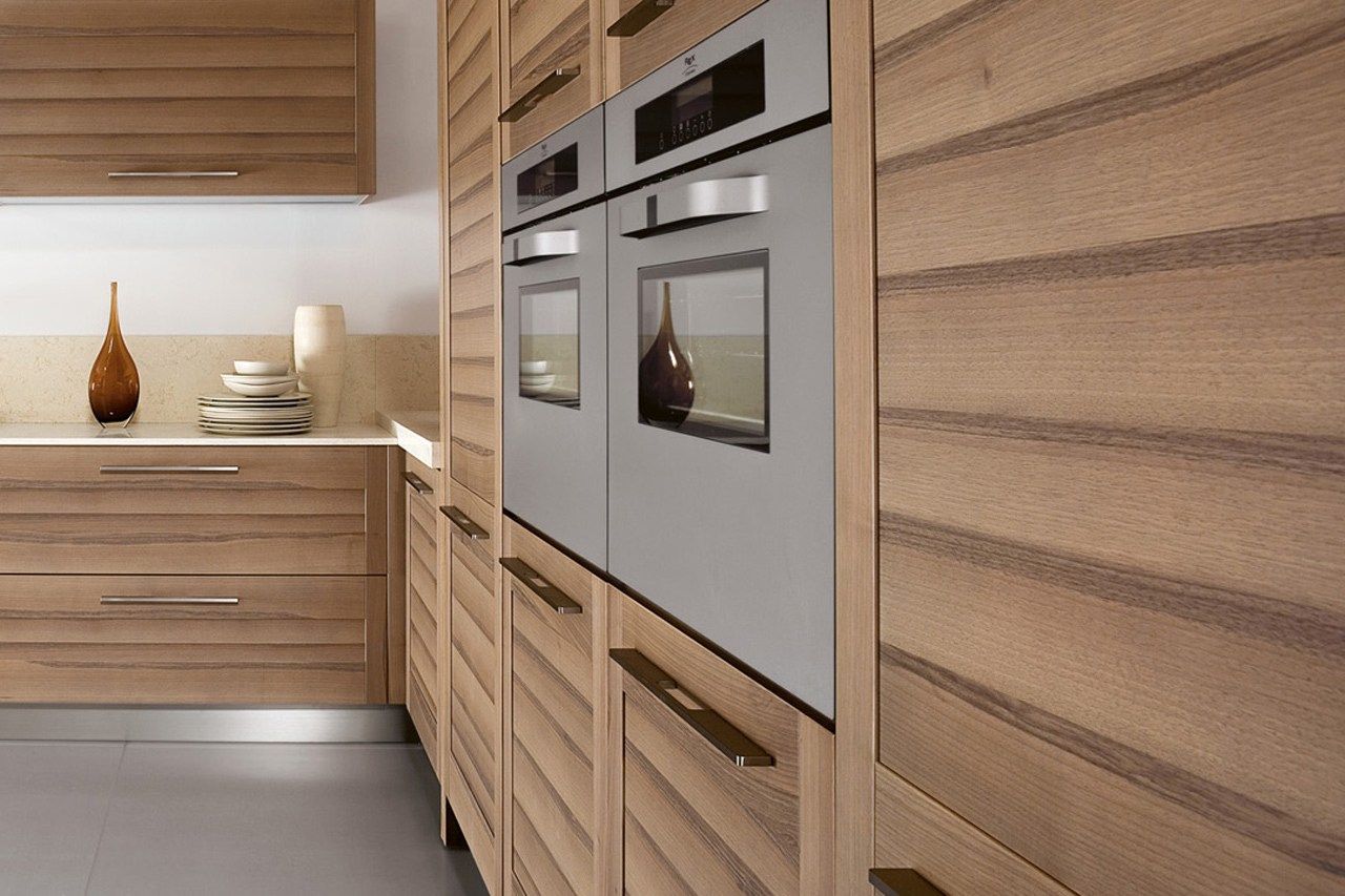 Wood veneer kitchen with island FIAMMA By GD Arredamenti