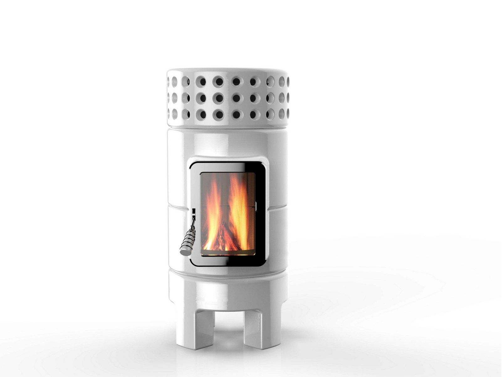 ROUNDSTACK SLIM by LA CASTELLAMONTE - Stufa a legna in ceramica