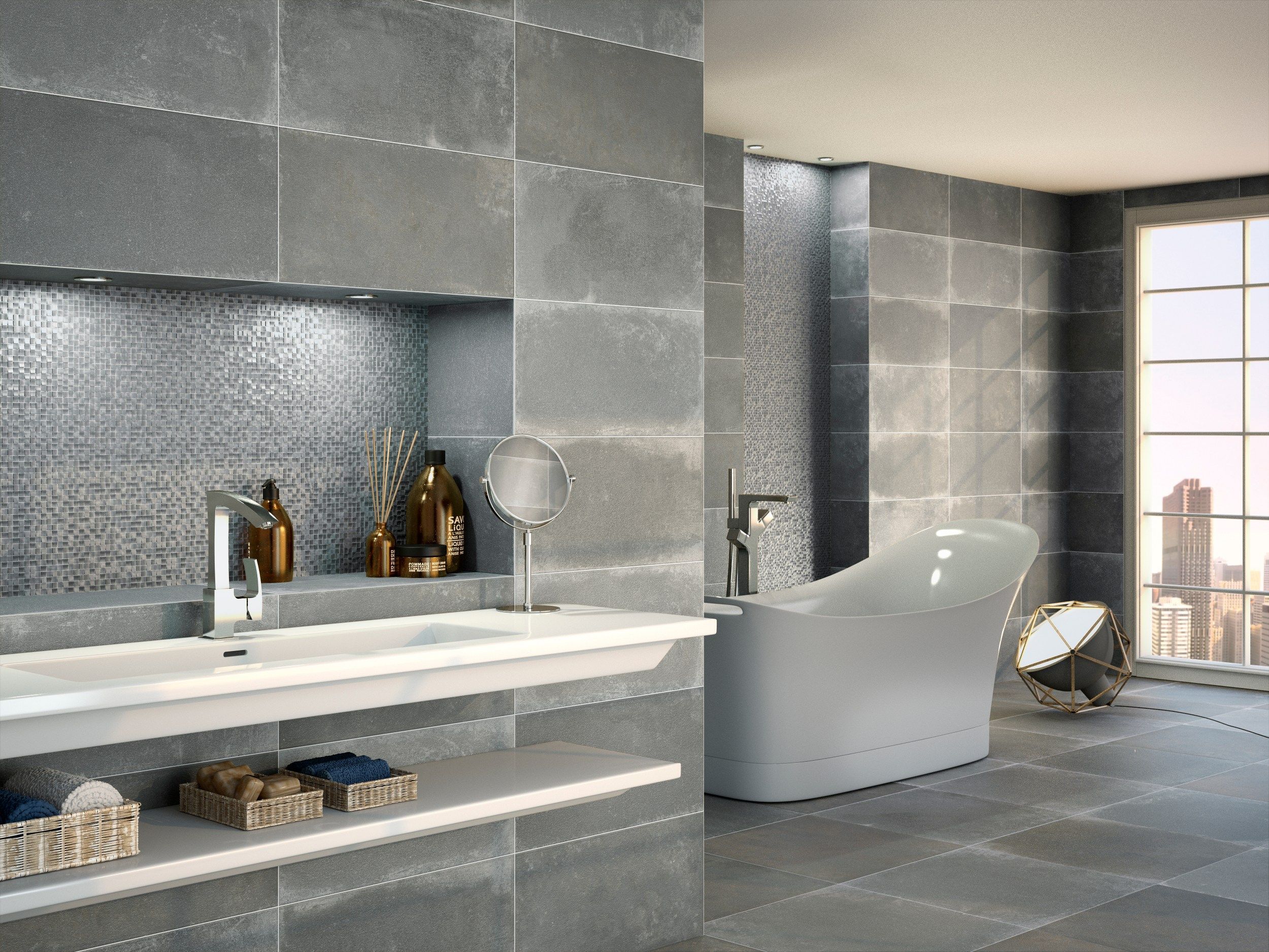 Ceramic wall/floor tiles with concrete effect SPUTNIK 20x60 By Carmen