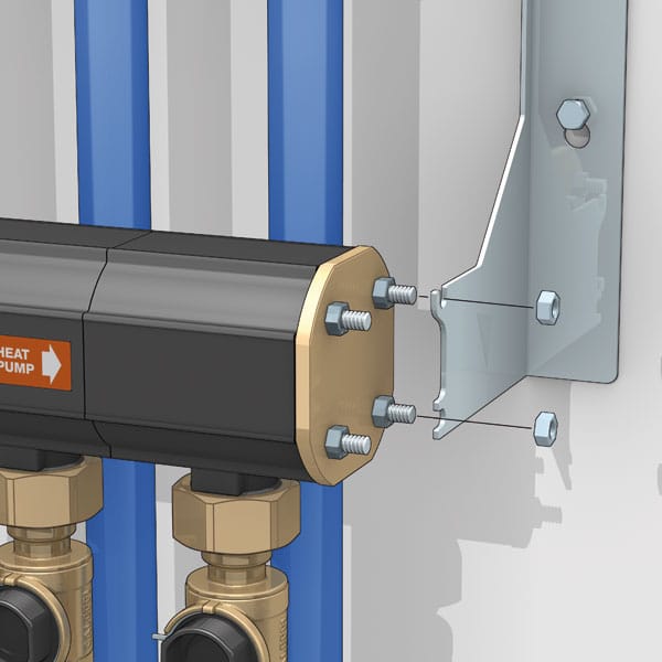 La staffa può essere fissata a muro senza collettore in modo da agevolare il collegamento delle sonde