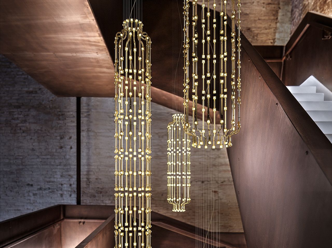 LED metal pendant lamp with crystals RAQAM M7 Programs Collection By
