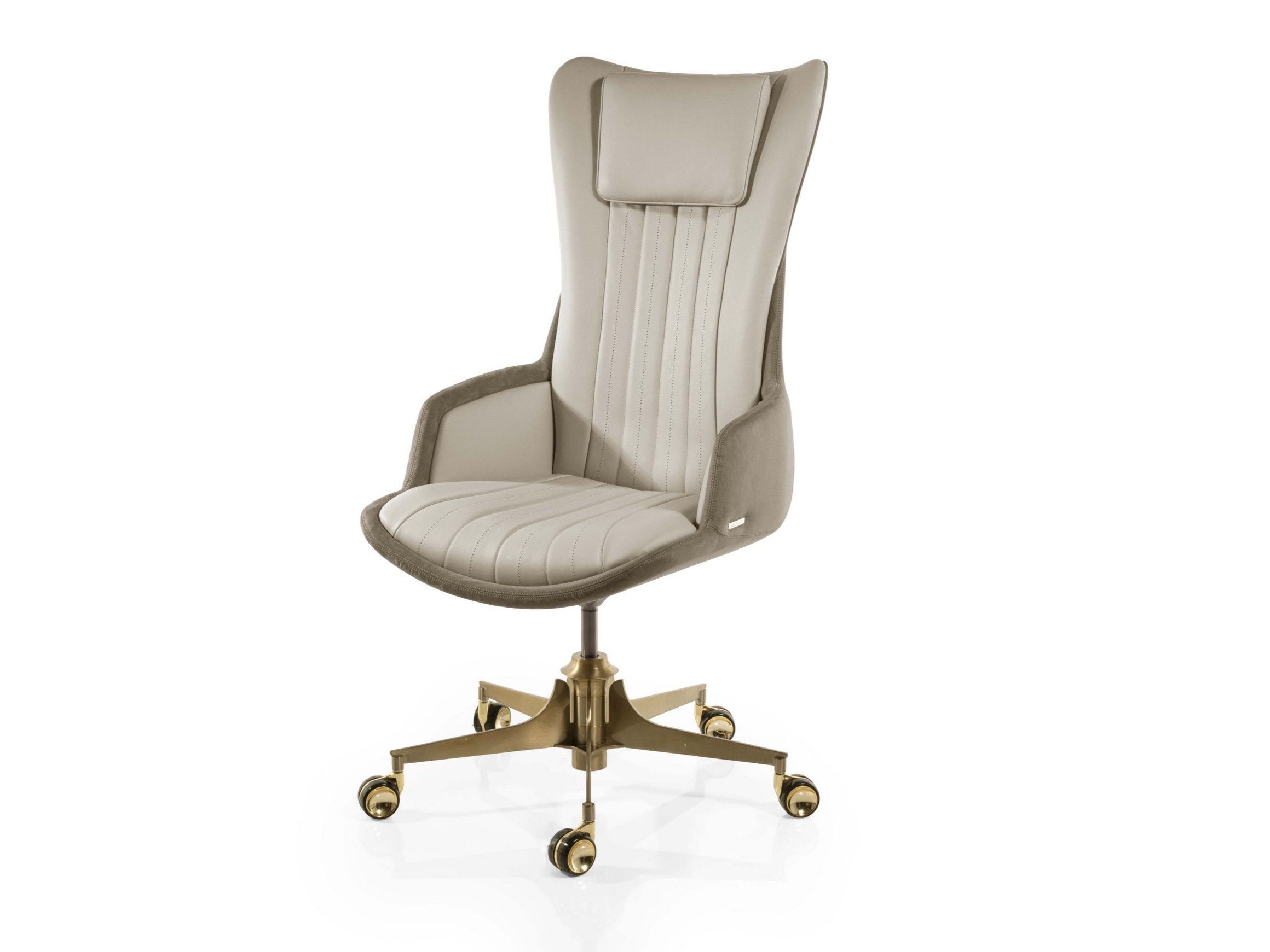 STARLIGHT Swivel leather executive chair with armrests with 5spoke