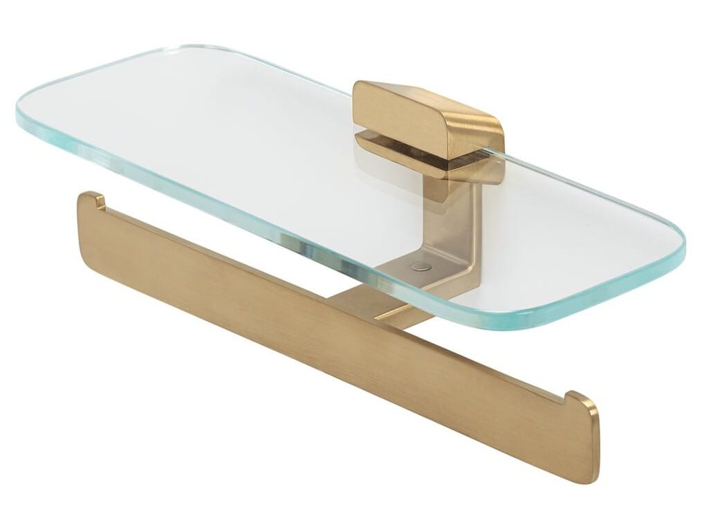 SHIFT GOLD Glass toilet roll holder Double metal toilet roll holder