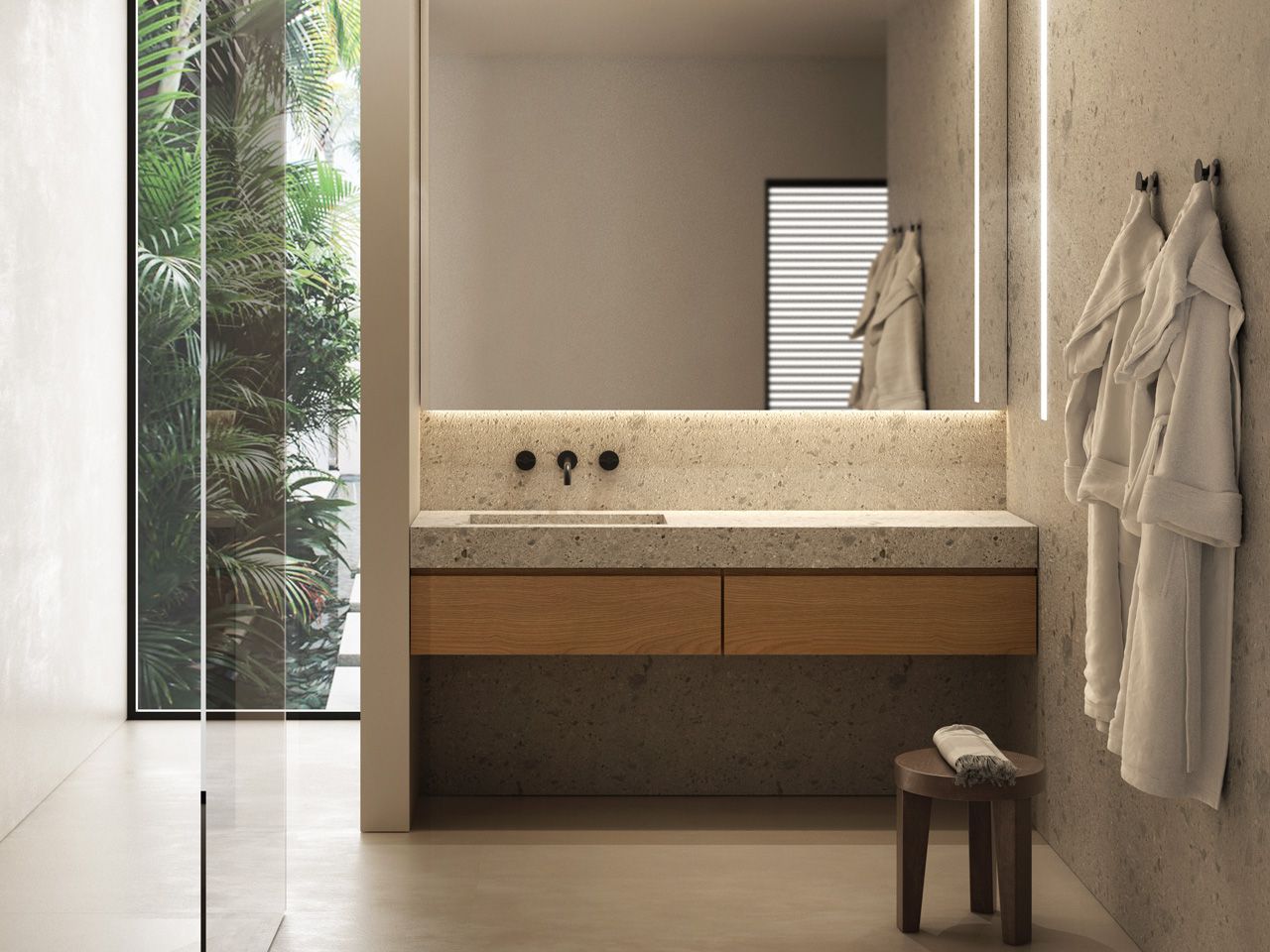 SIGNATURE 03 Single wallmounted oak vanity unit with mirror By Karol